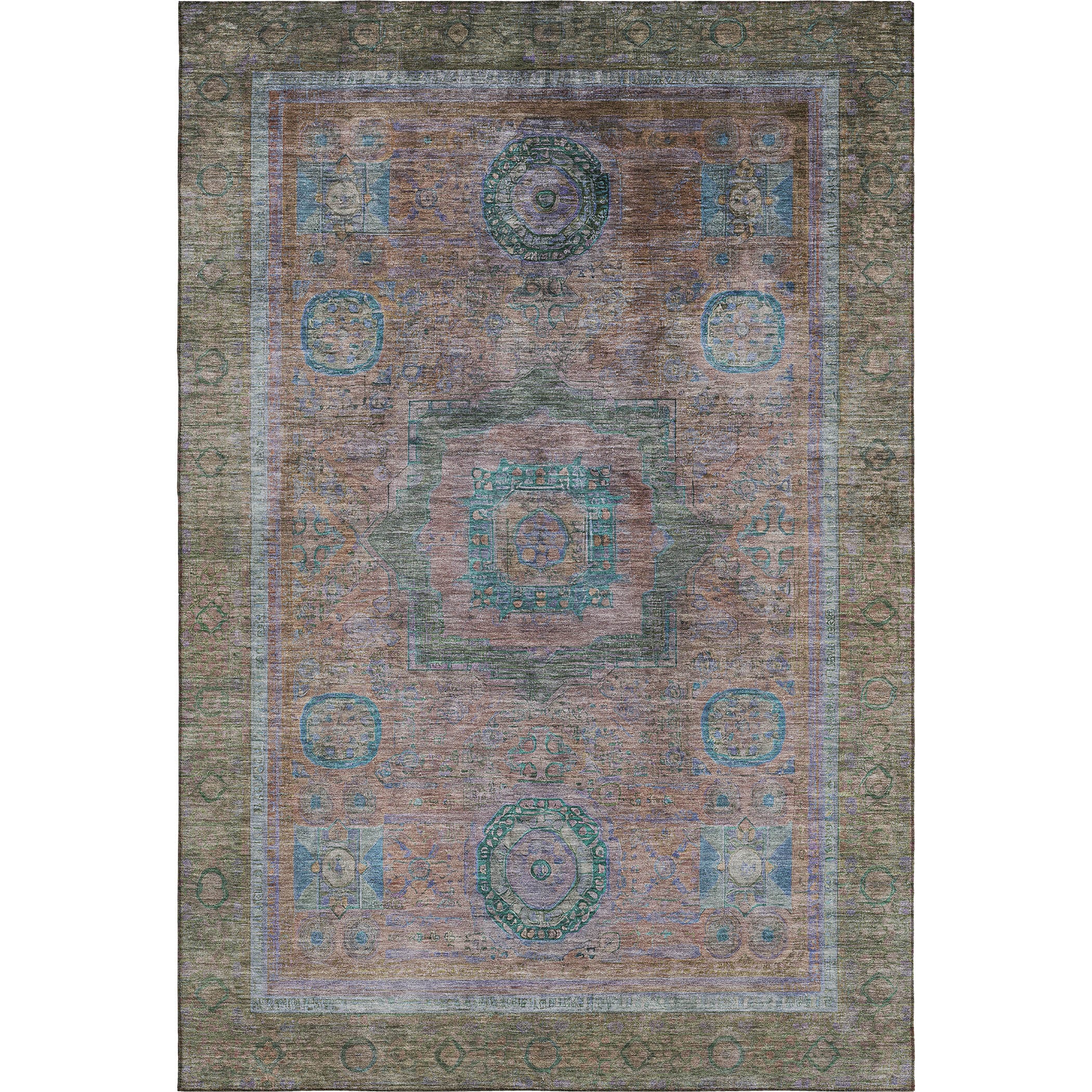 Rome Machine Washable Traditional Copper Orange Rug 2'6" x 3'10" #shape_Rectangle