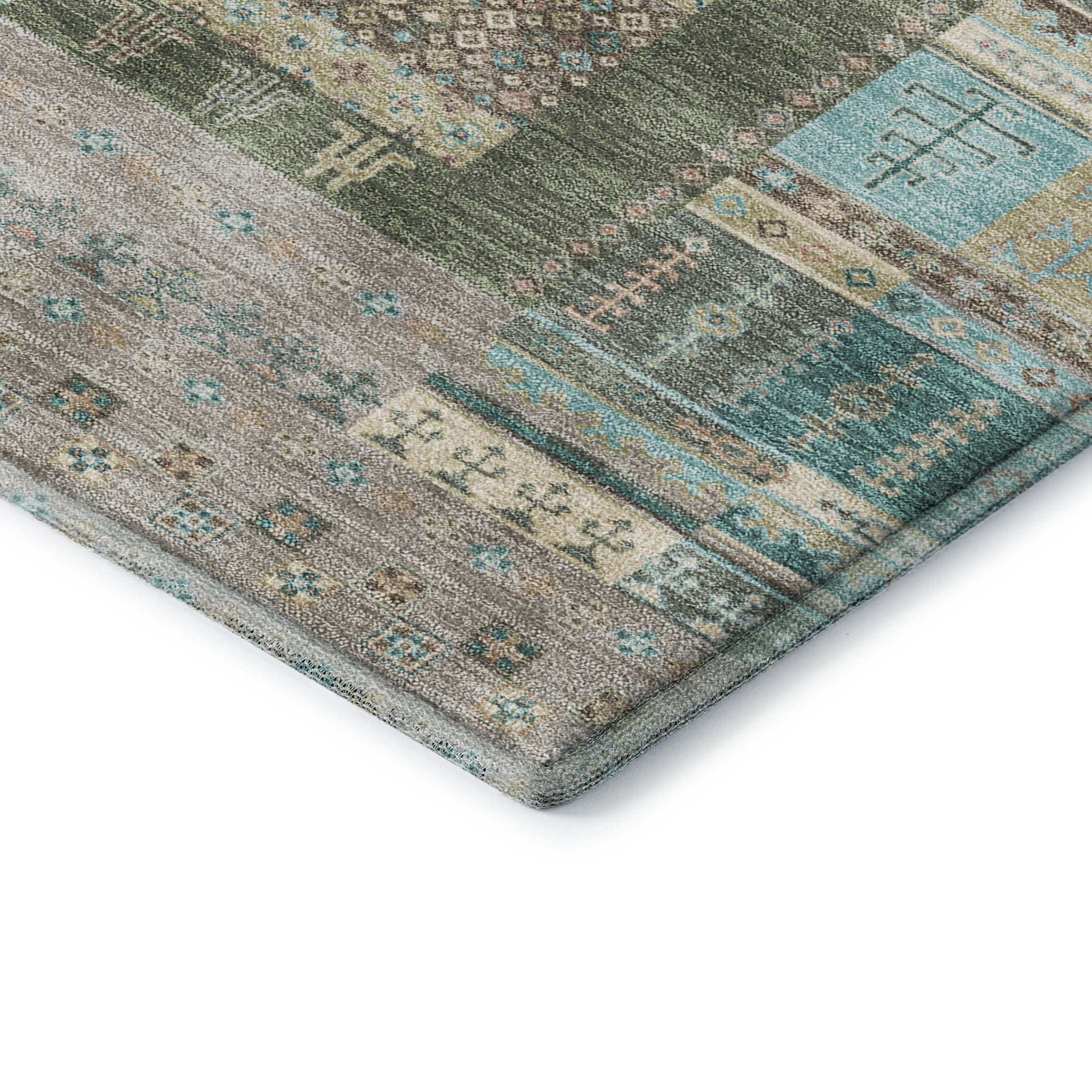Luang Prabang Machine Washable Transitional Aloe Green Rug 1'8" x 2'6" #shape_Rectangle
