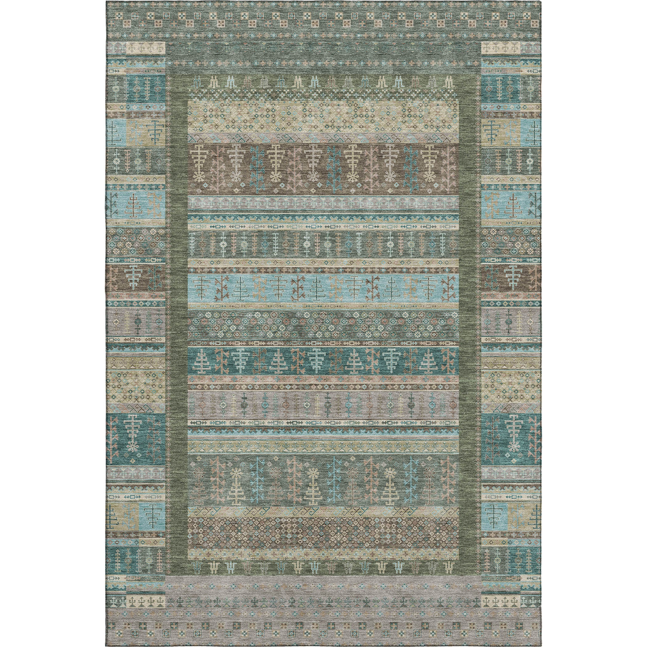 Luang Prabang Machine Washable Transitional Aloe Green Rug 2'6" x 3'10" #shape_Rectangle