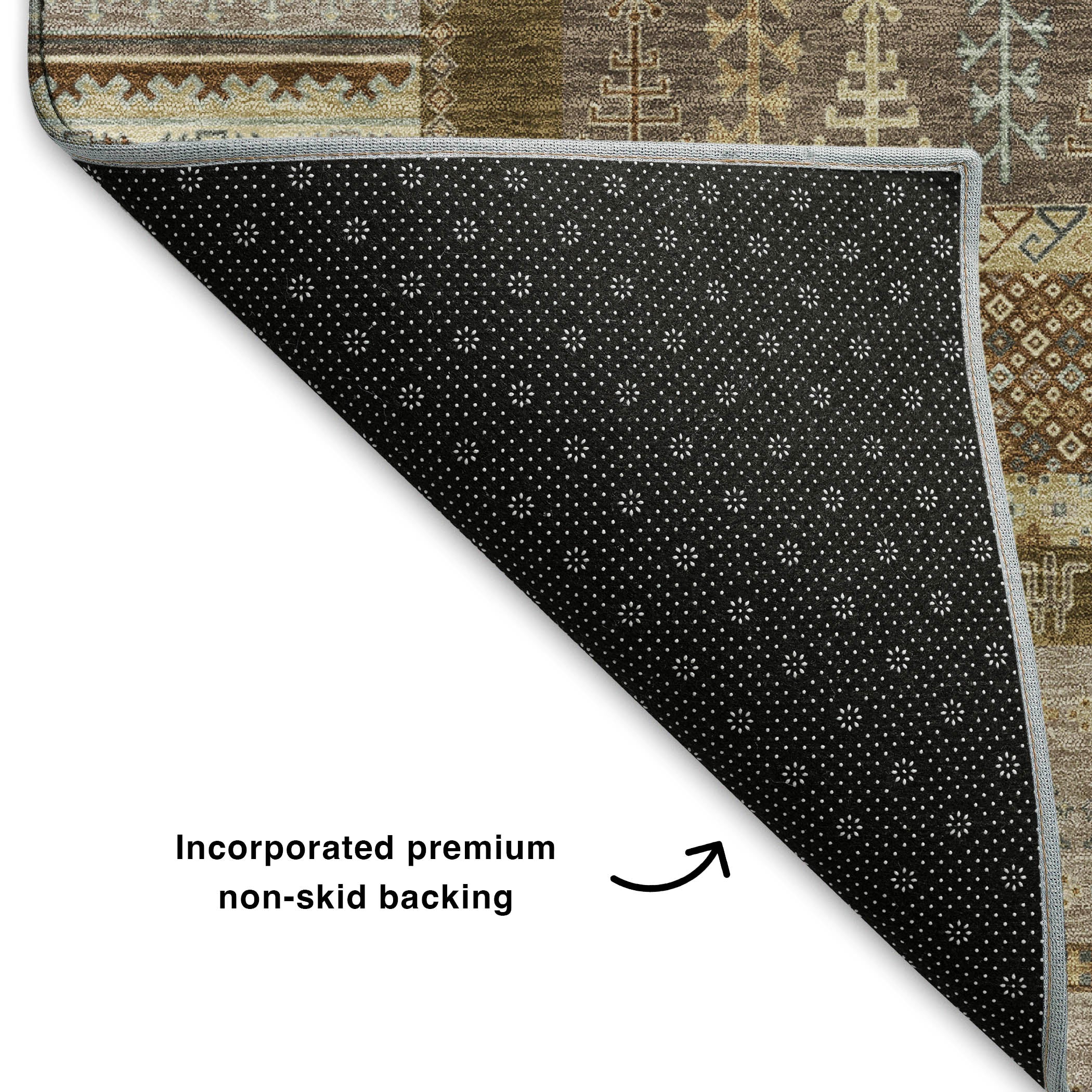 Luang Prabang Machine Washable Transitional Brown Rug 1'8" x 2'6" #shape_Rectangle