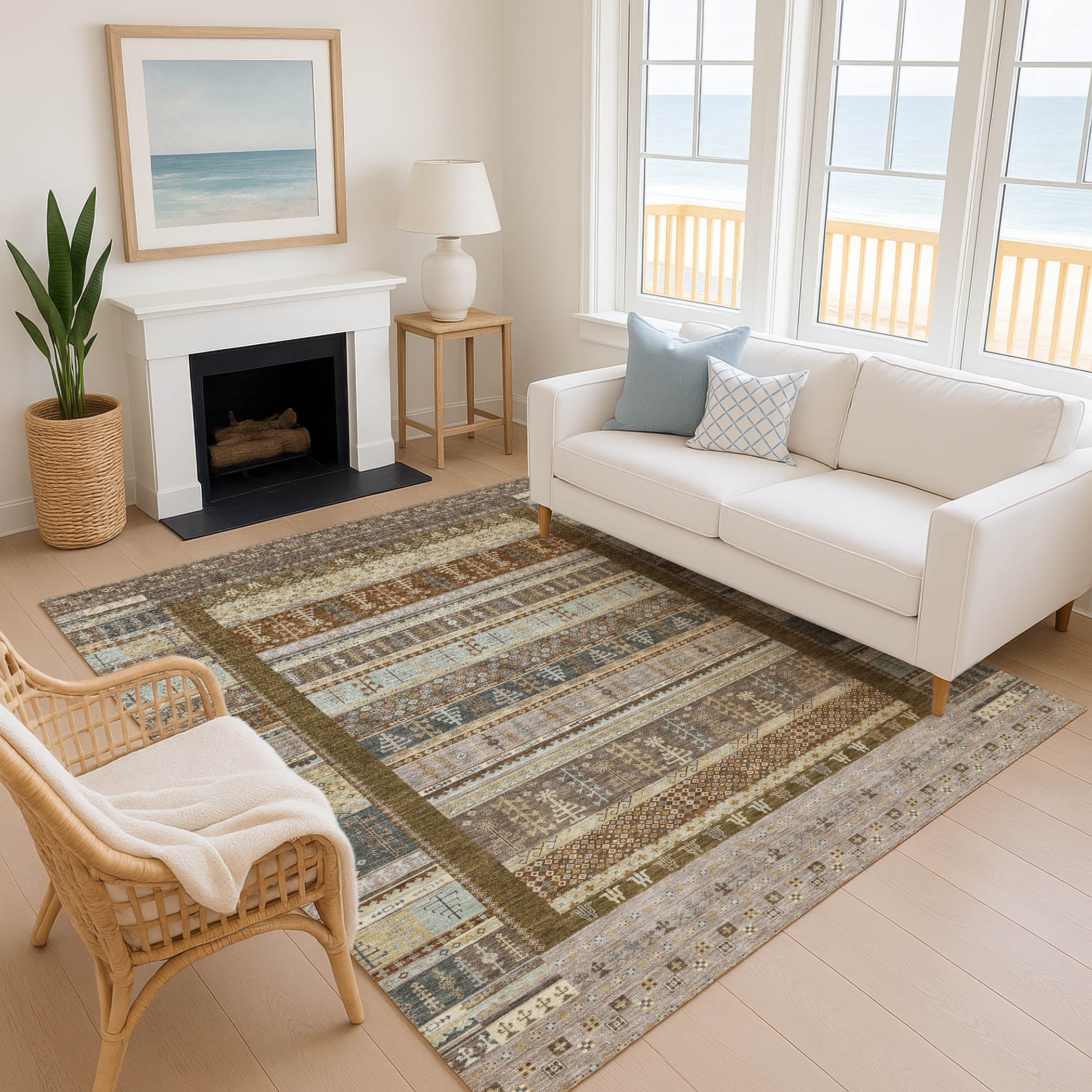 Luang Prabang Machine Washable Transitional Brown Rug 2'6" x 3'10" #shape_Rectangle
