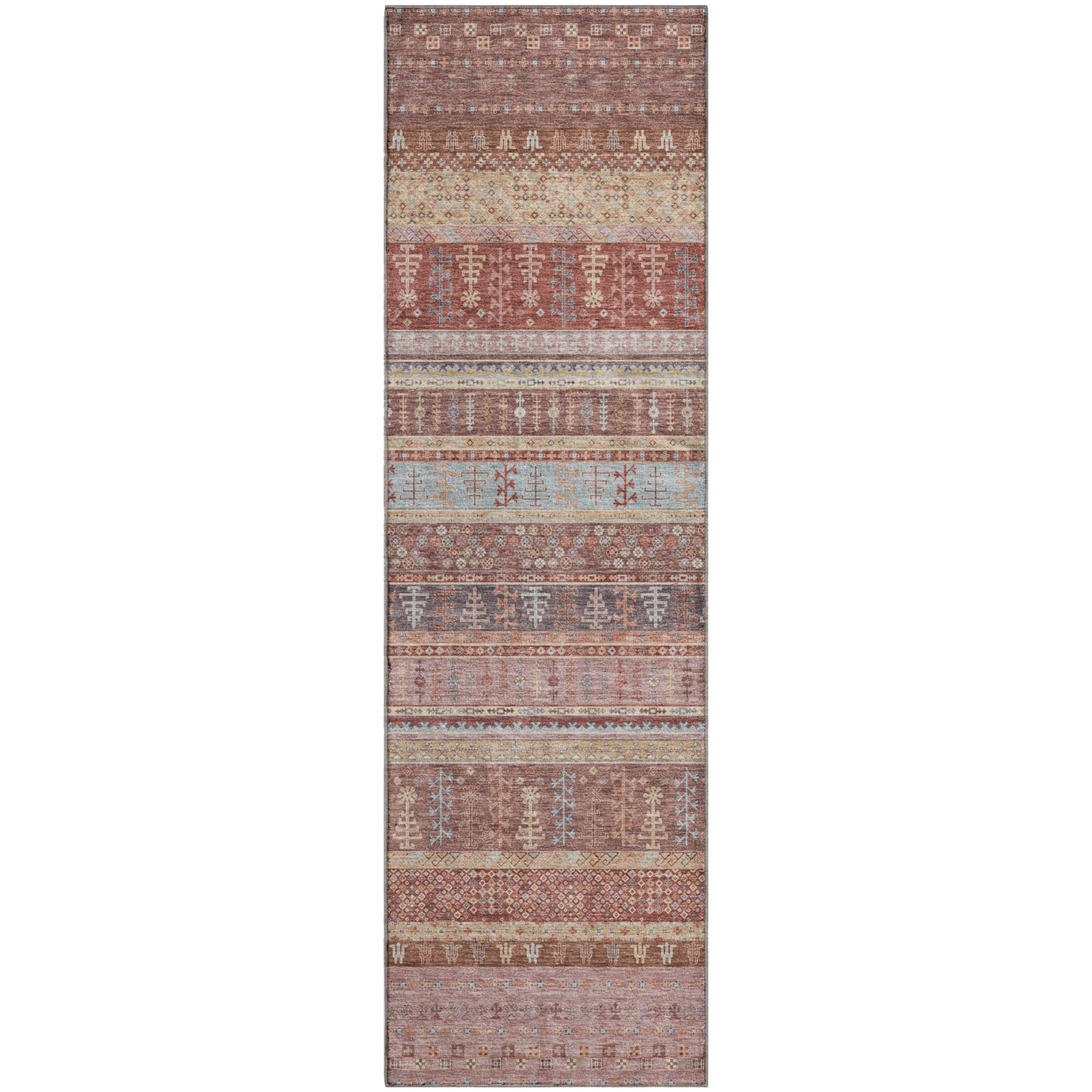 Luang Prabang Machine Washable Transitional Paprika Orange Rug 2'3" x 7'6" #shape_Runner