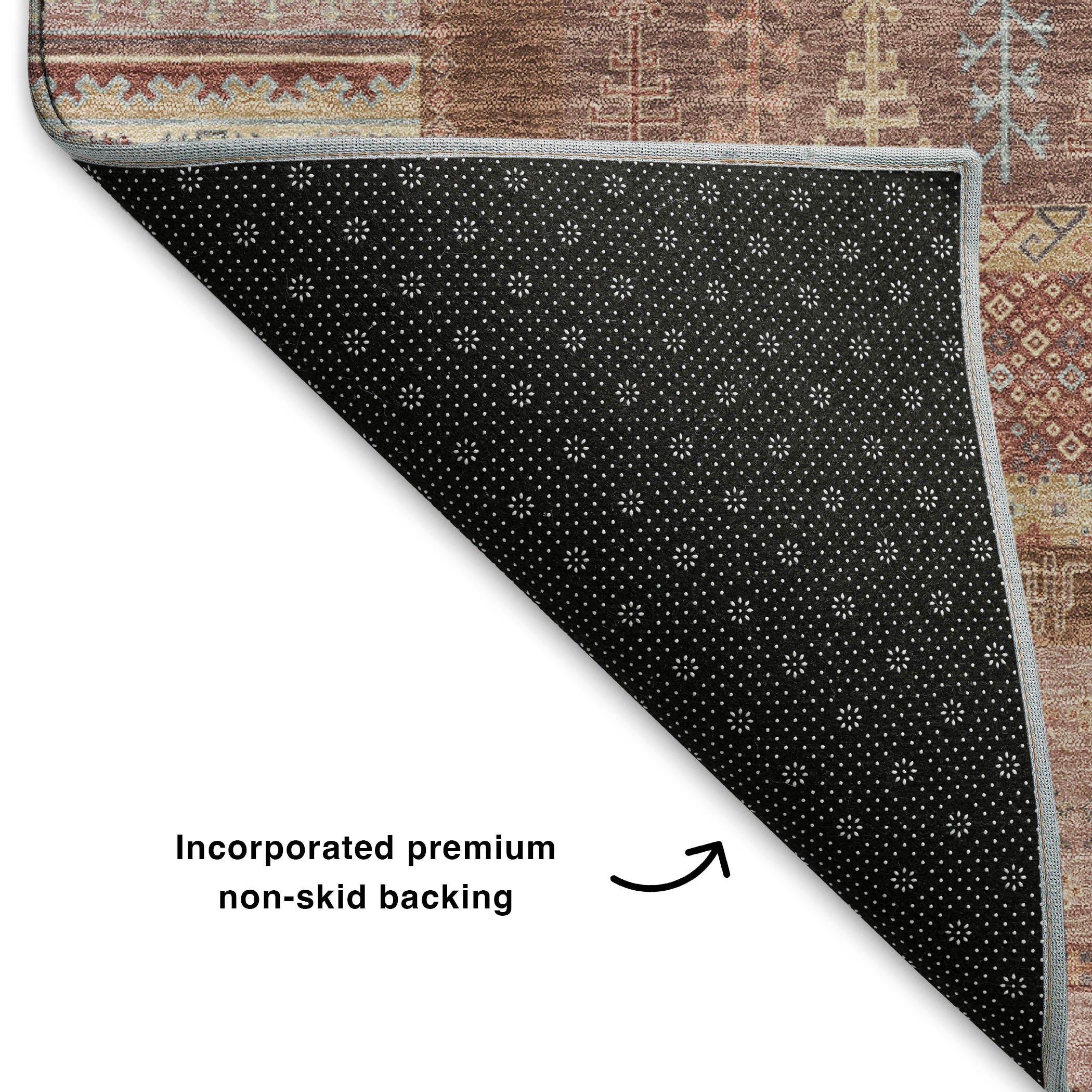 Luang Prabang Machine Washable Transitional Paprika Orange Rug 1'8" x 2'6" #shape_Rectangle
