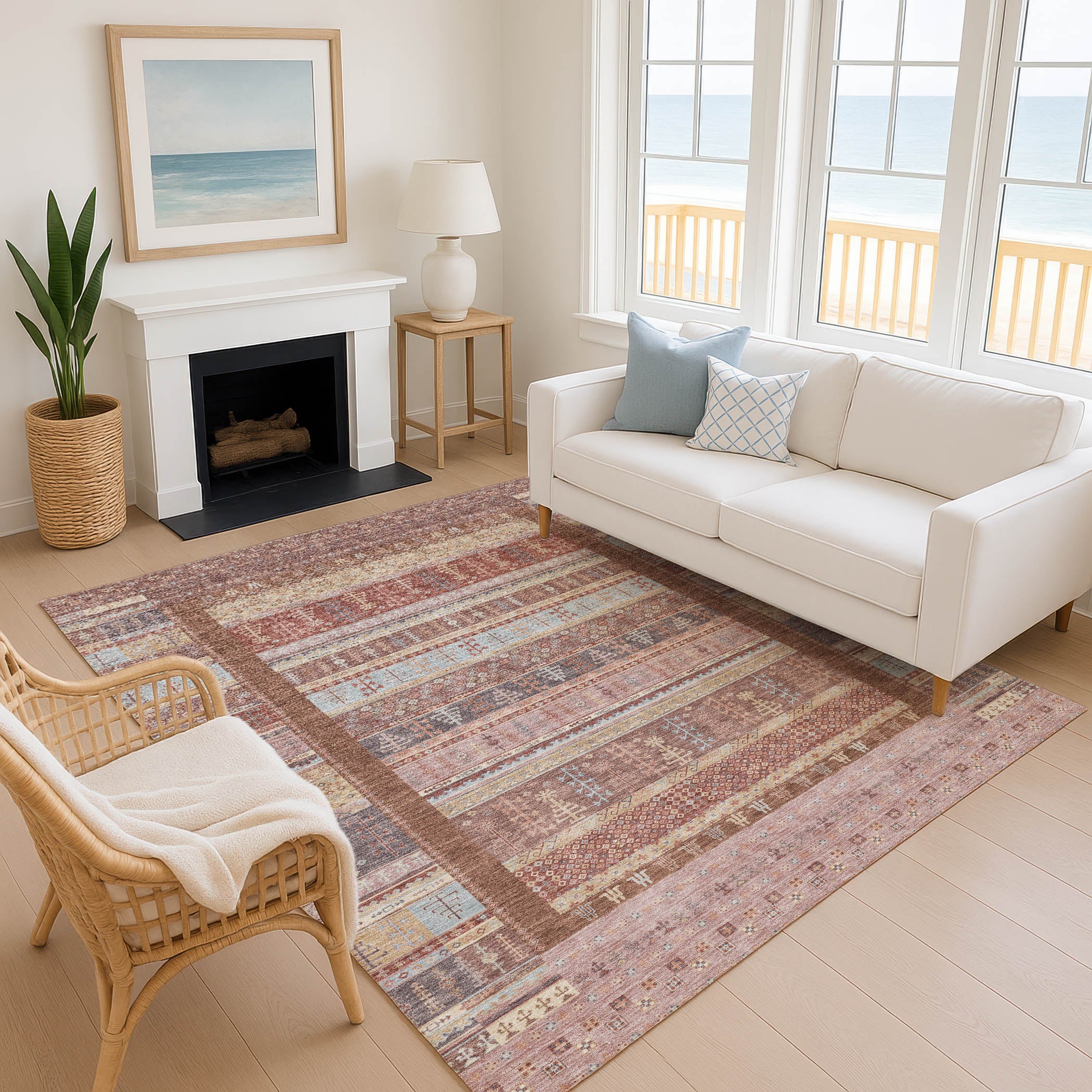 Luang Prabang Machine Washable Transitional Paprika Orange Rug 2'6" x 3'10" #shape_Rectangle