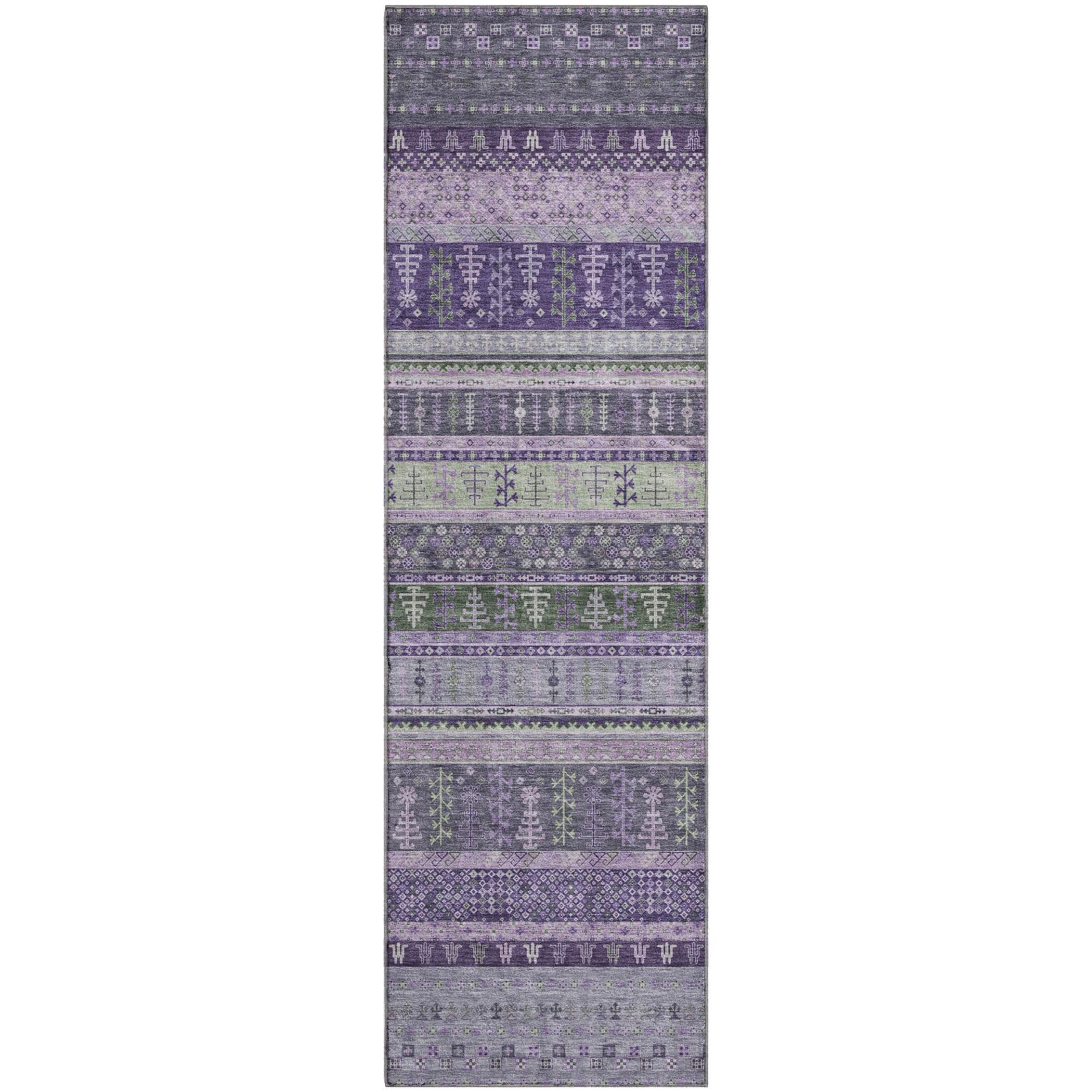 Luang Prabang Machine Washable Transitional Purple Rug 2'3" x 7'6" #shape_Runner