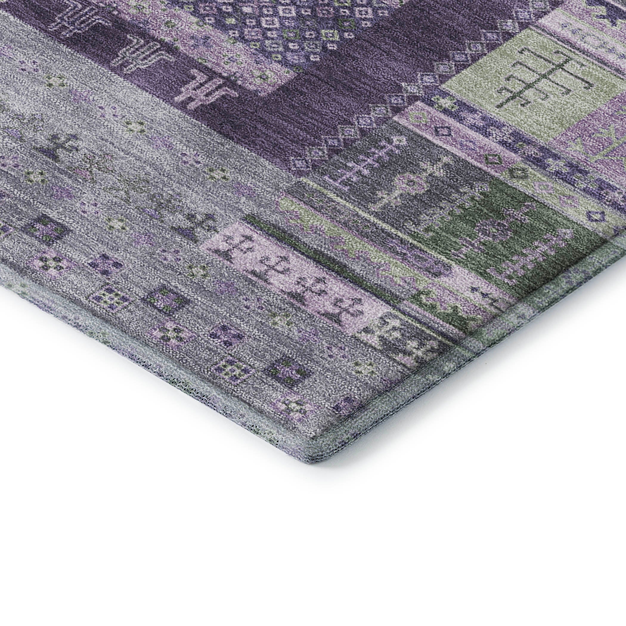 Luang Prabang Machine Washable Transitional Purple Rug 1'8" x 2'6" #shape_Rectangle