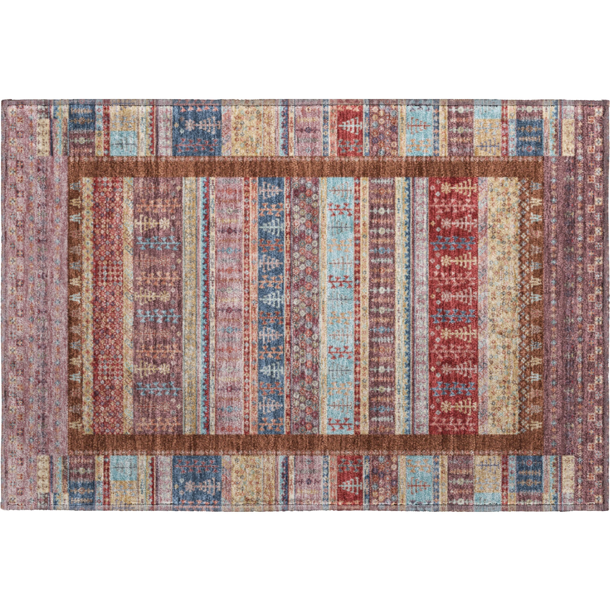 Luang Prabang Machine Washable Transitional Red Rug 1'8" x 2'6" #shape_Rectangle