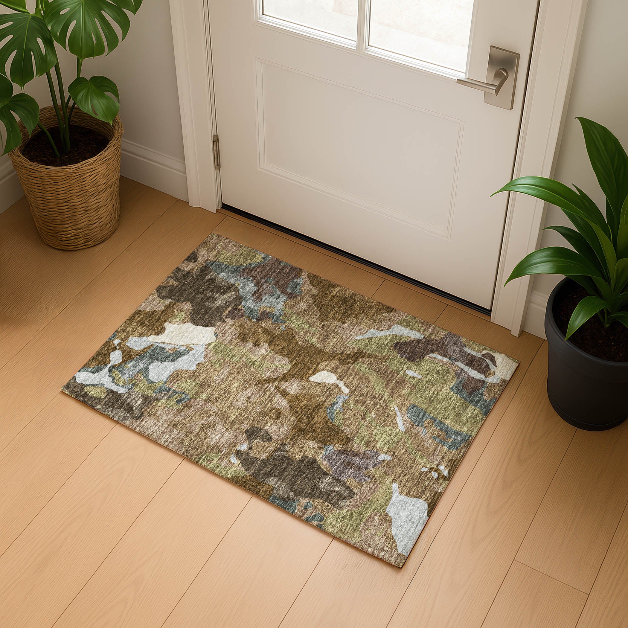 Vienna Machine Washable Transitional Brown Rug 1'8" x 2'6" #shape_Rectangle