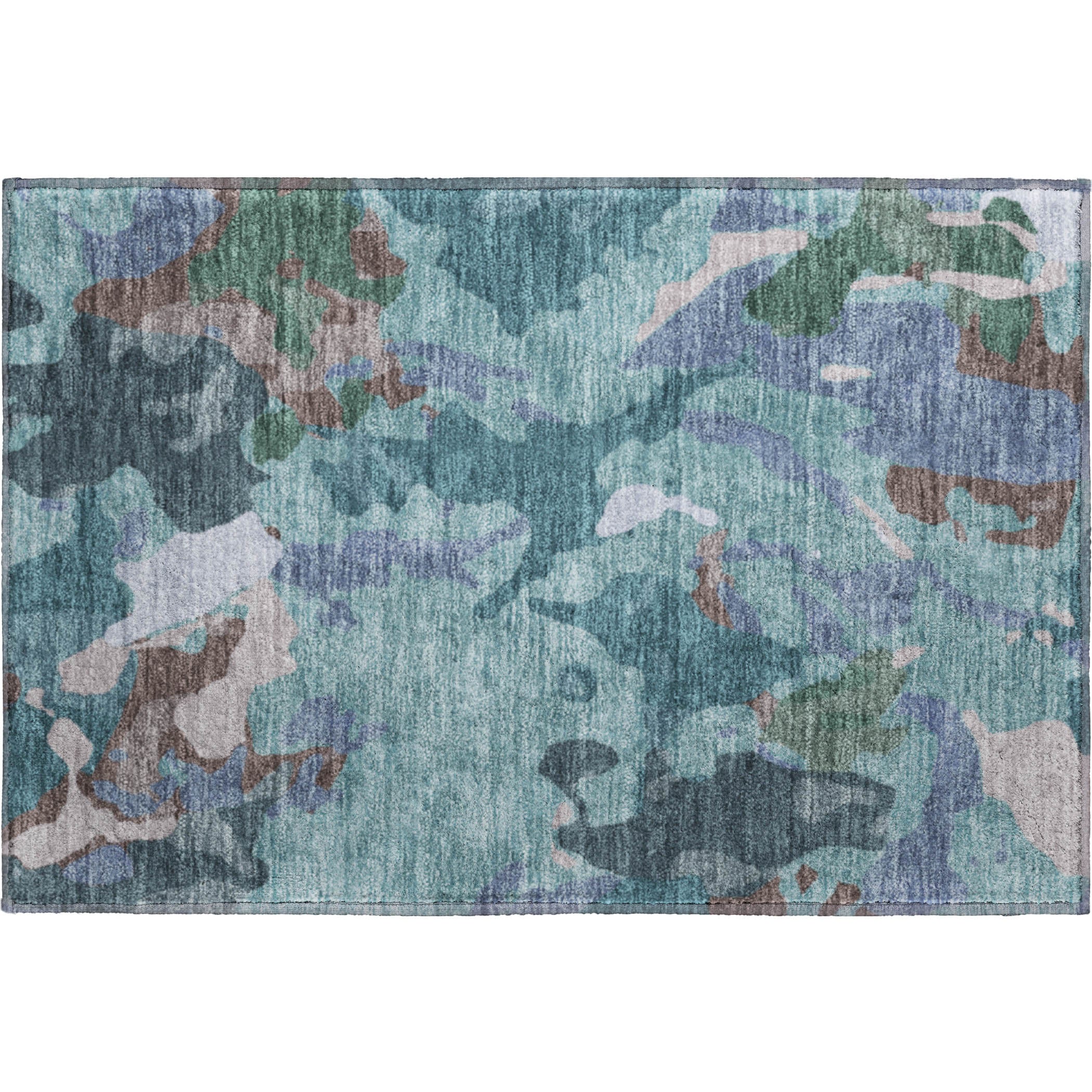 Vienna Machine Washable Transitional Teal Rug 1'8" x 2'6" #shape_Rectangle