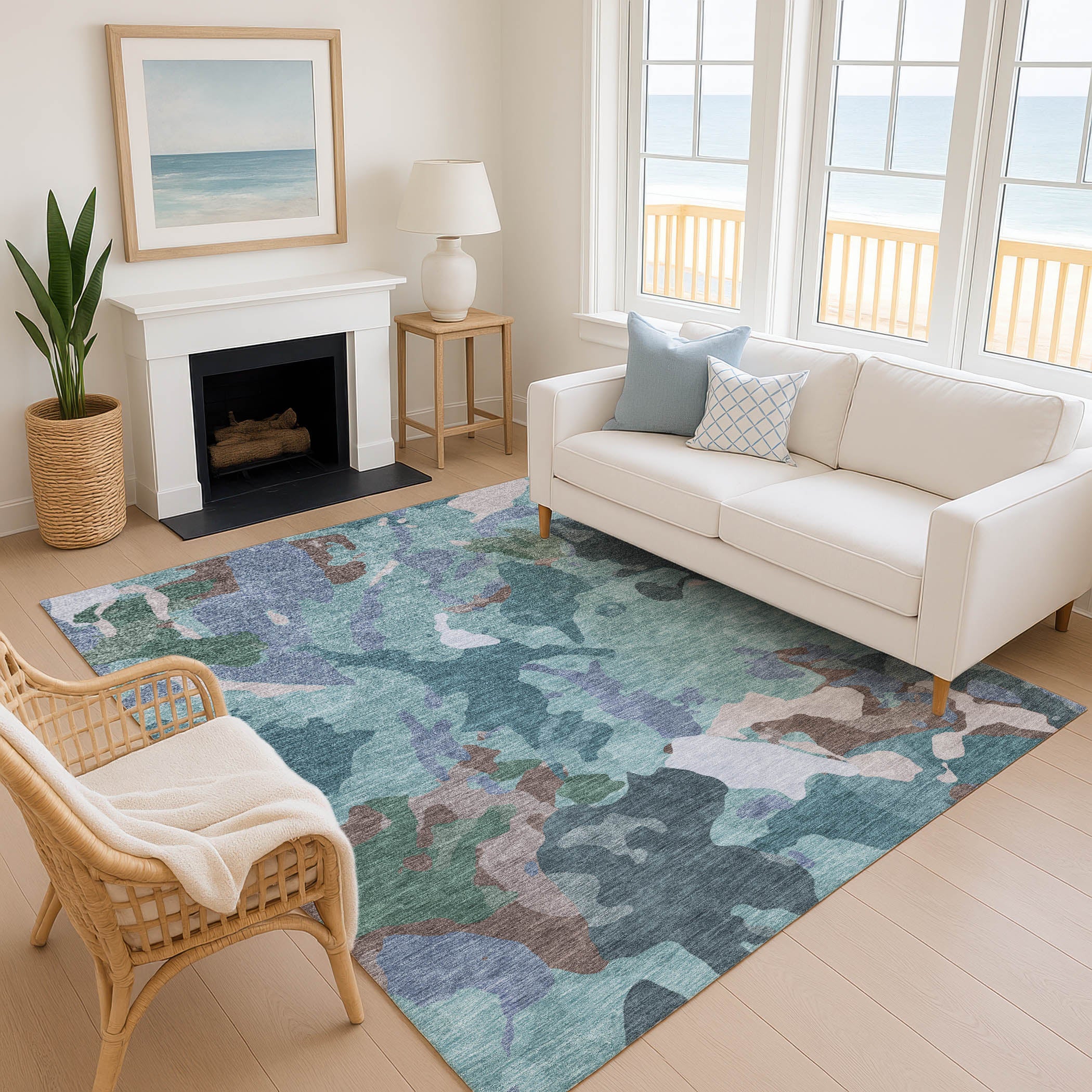Vienna Machine Washable Transitional Teal Rug 2'6" x 3'10" #shape_Rectangle