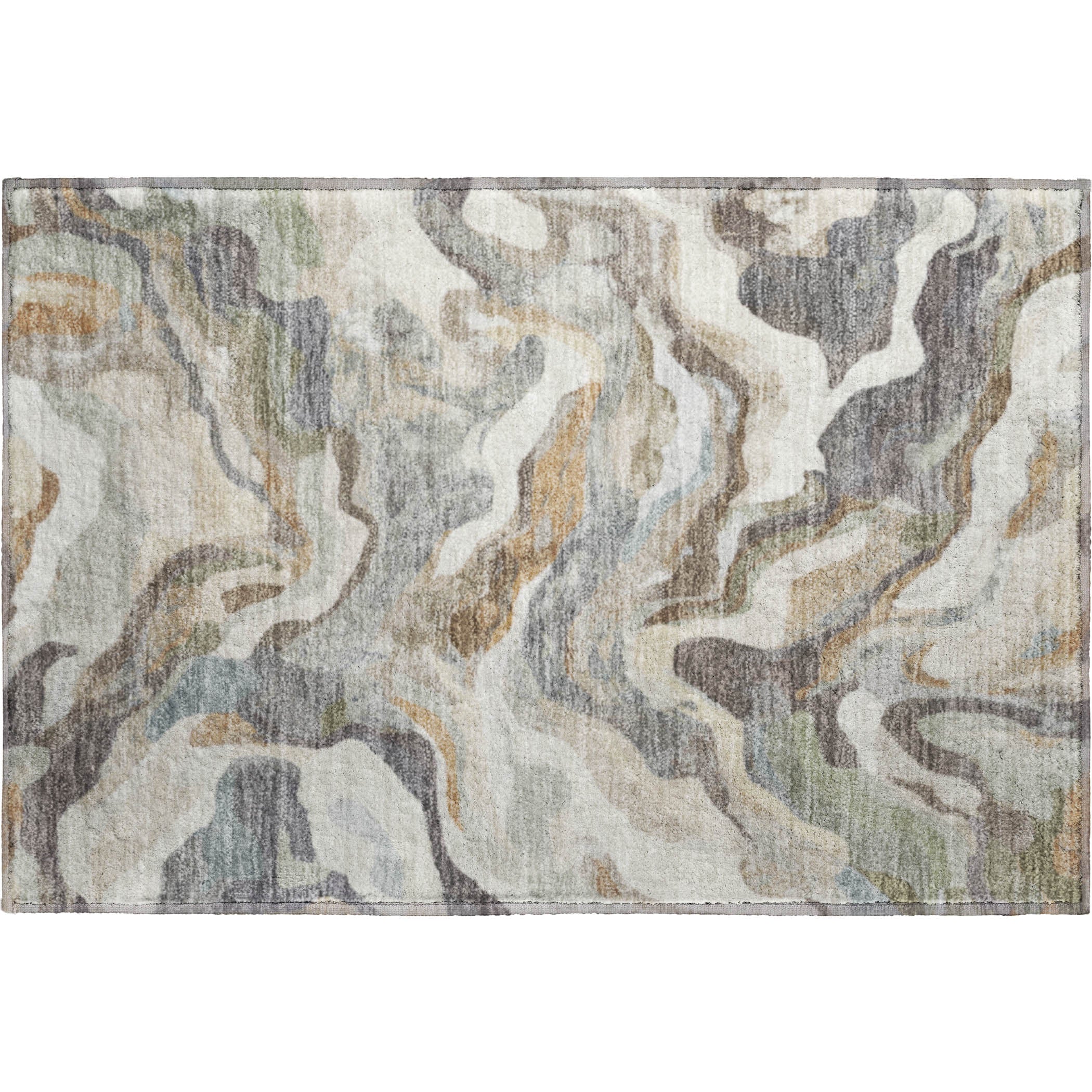 Bruges Machine Washable Transitional Khaki Brown Rug 1'8" x 2'6" #shape_Rectangle