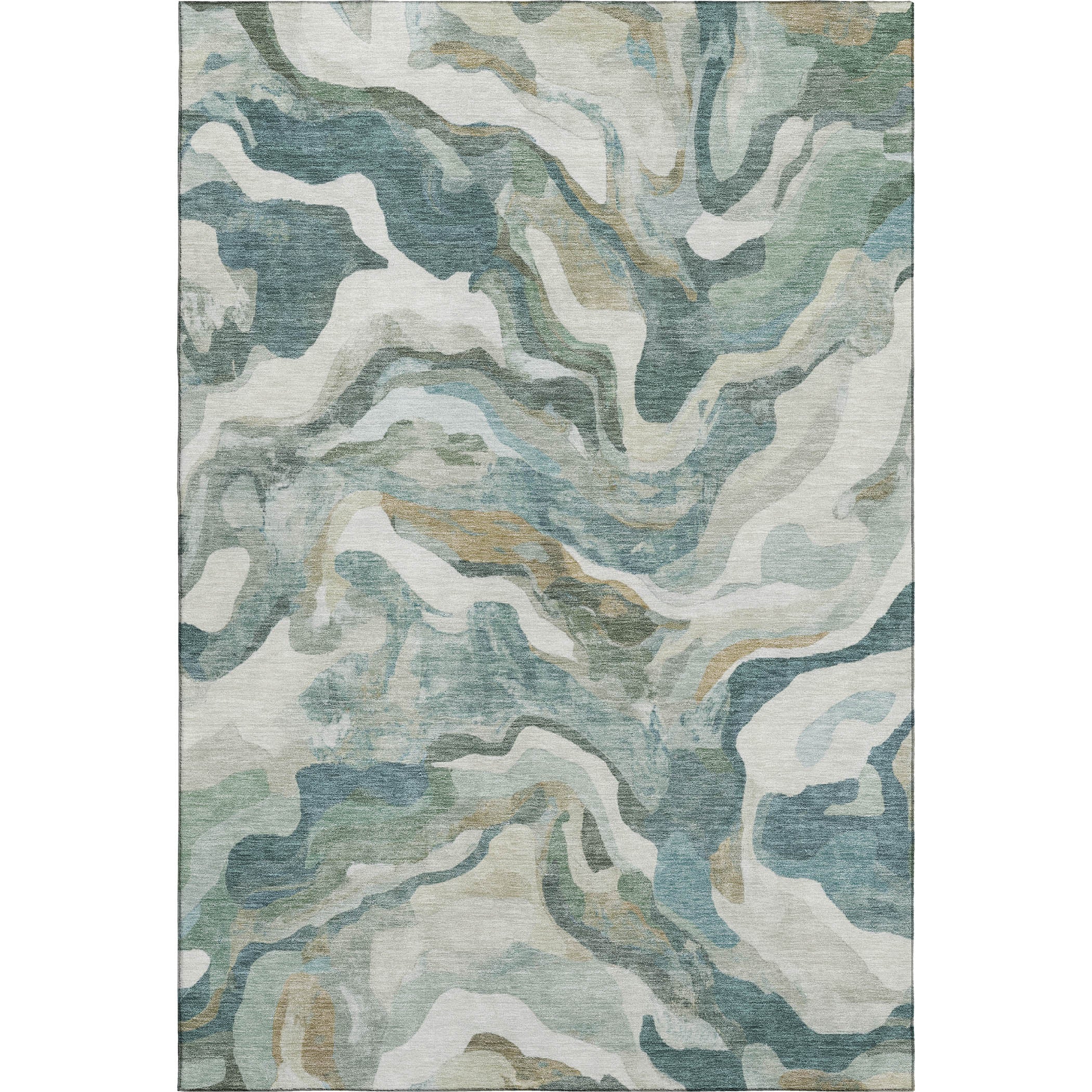 Bruges Machine Washable Transitional Teal Rug 2'6" x 3'10" #shape_Rectangle