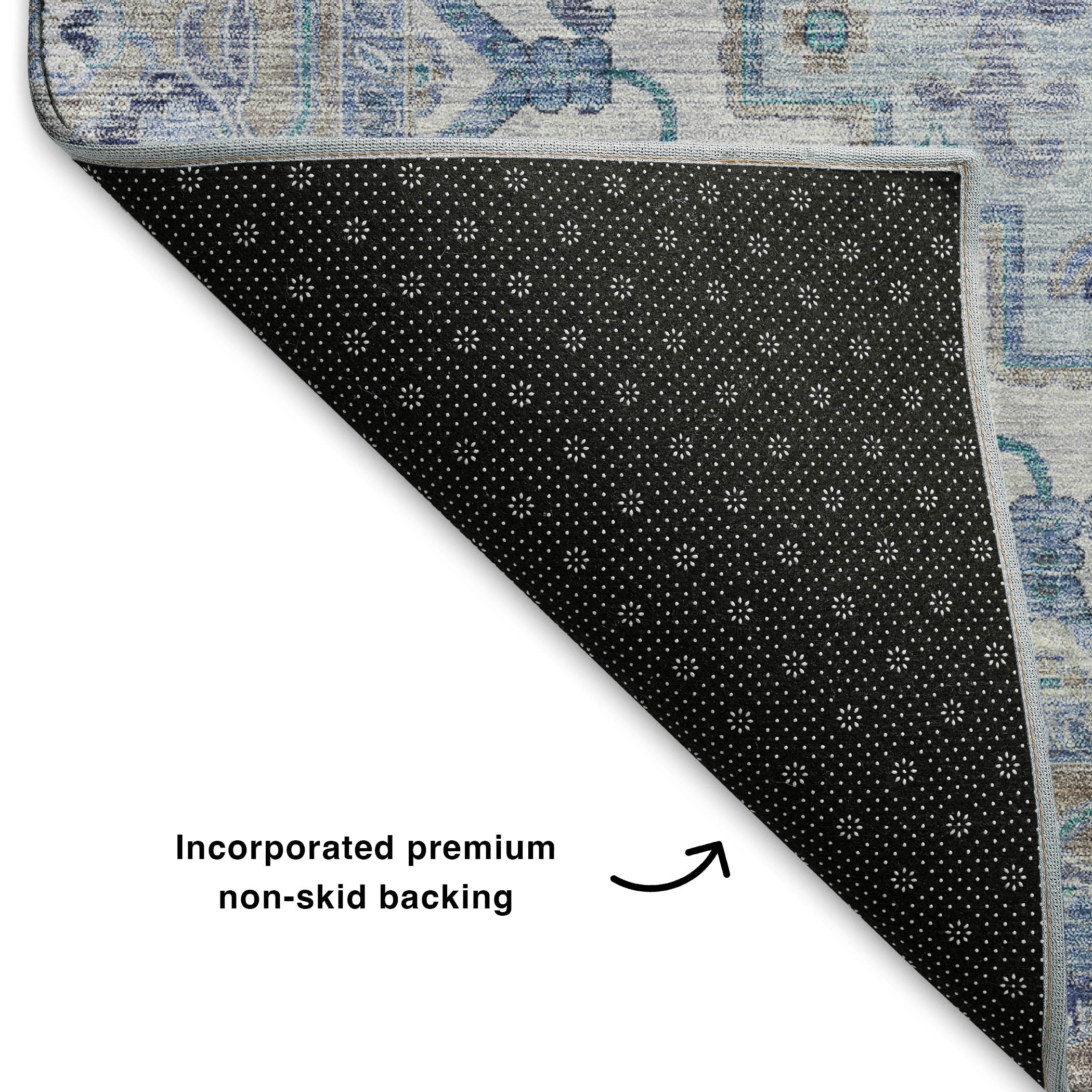 Santorini Machine Washable Traditional Blue Rug 1'8" x 2'6" #shape_Rectangle