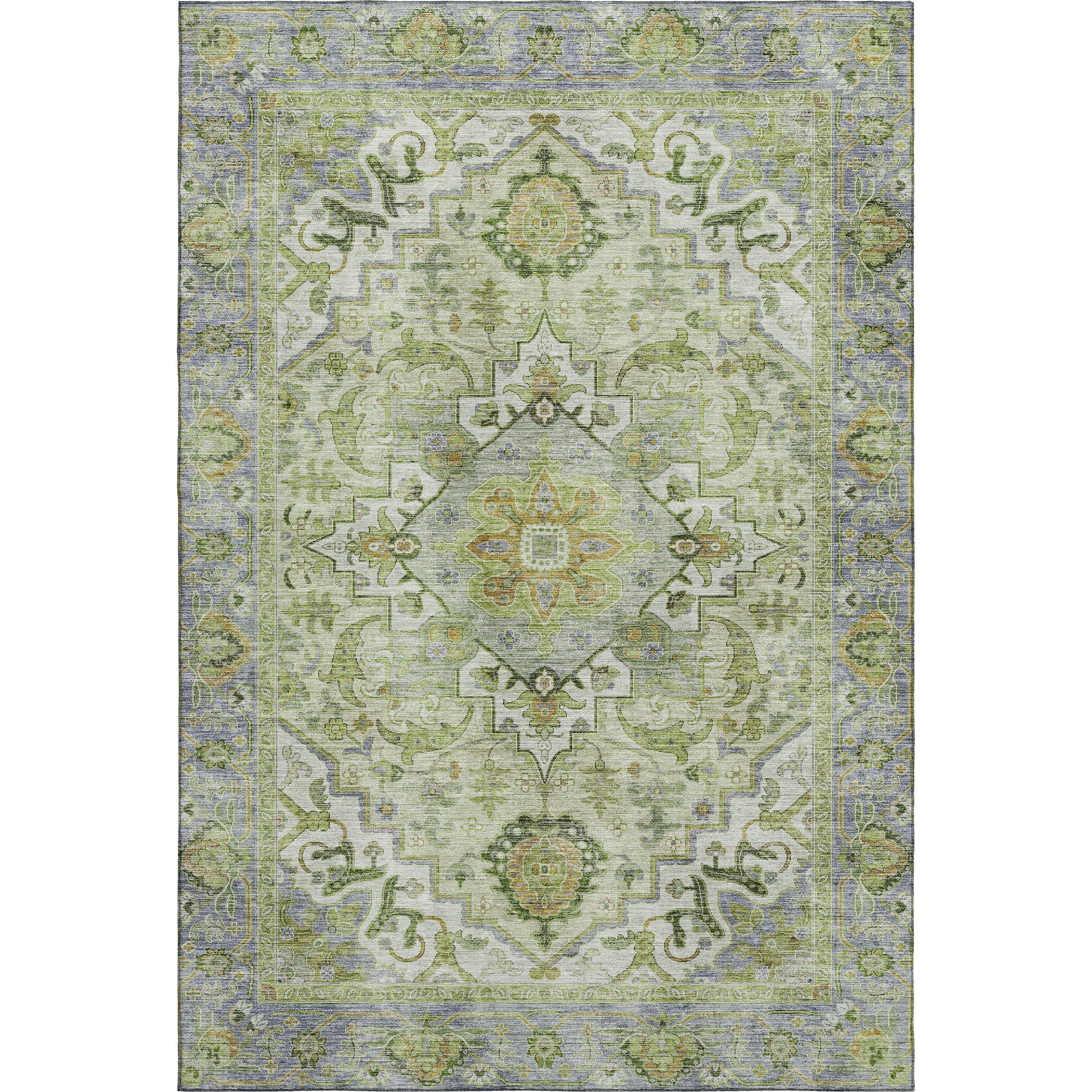 Santorini Machine Washable Traditional Green Rug 2'6" x 3'10" #shape_Rectangle