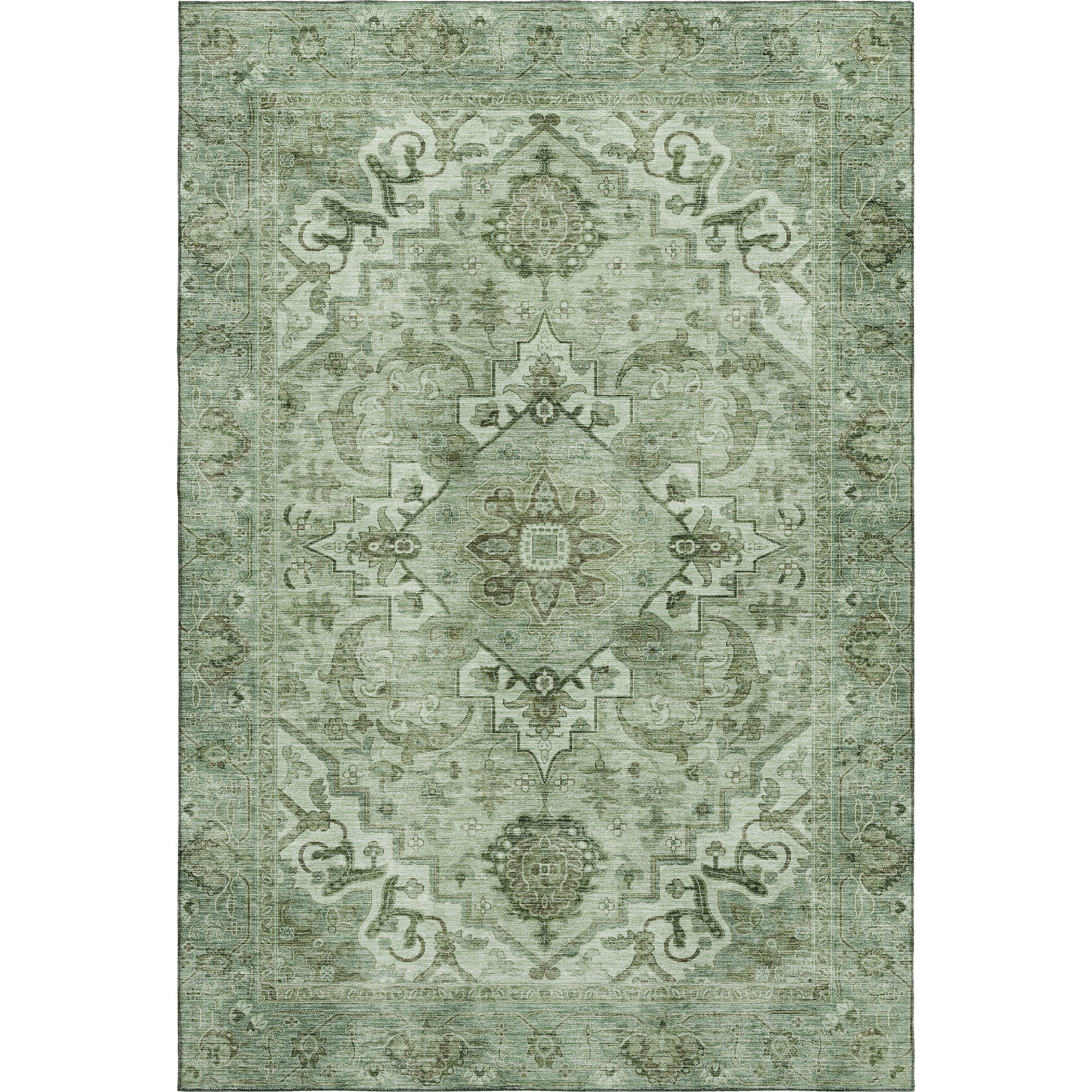 Sintra Machine Washable Traditional Aloe Green Rug 2'6" x 3'10" #shape_Rectangle