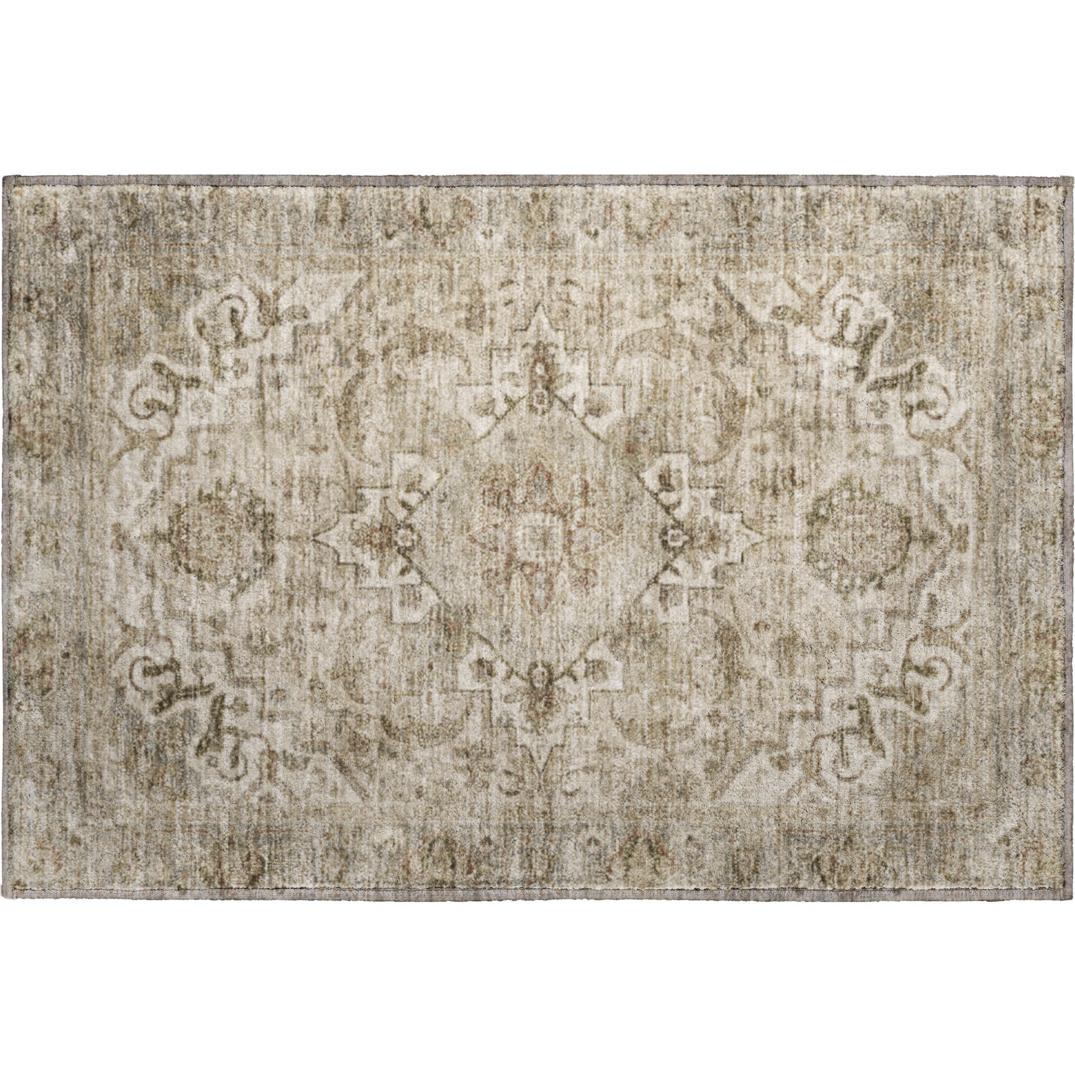 Sintra Machine Washable Traditional Beige Brown Rug 1'8" x 2'6" #shape_Rectangle