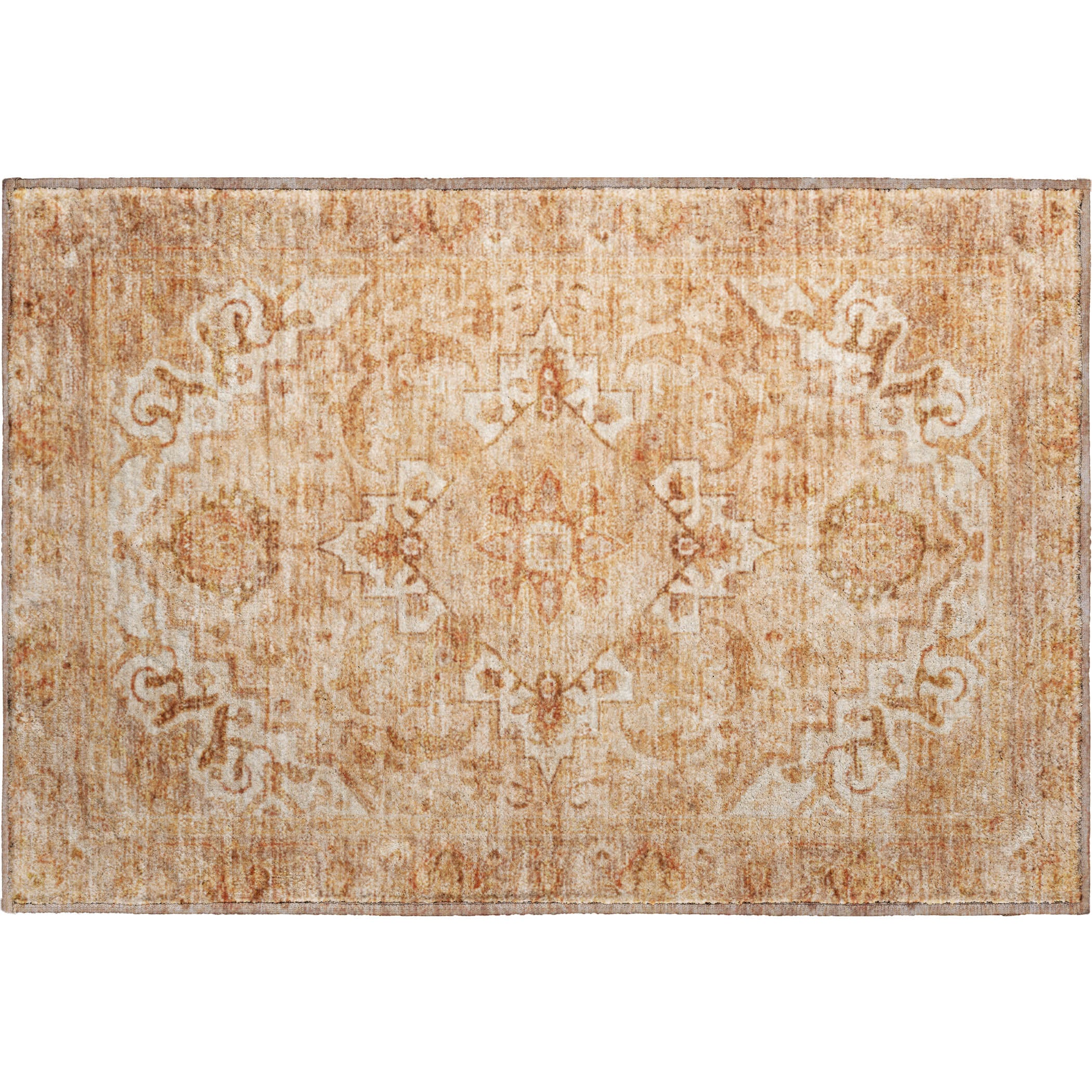 Sintra Machine Washable Traditional Copper Orange Rug 1'8" x 2'6" #shape_Rectangle