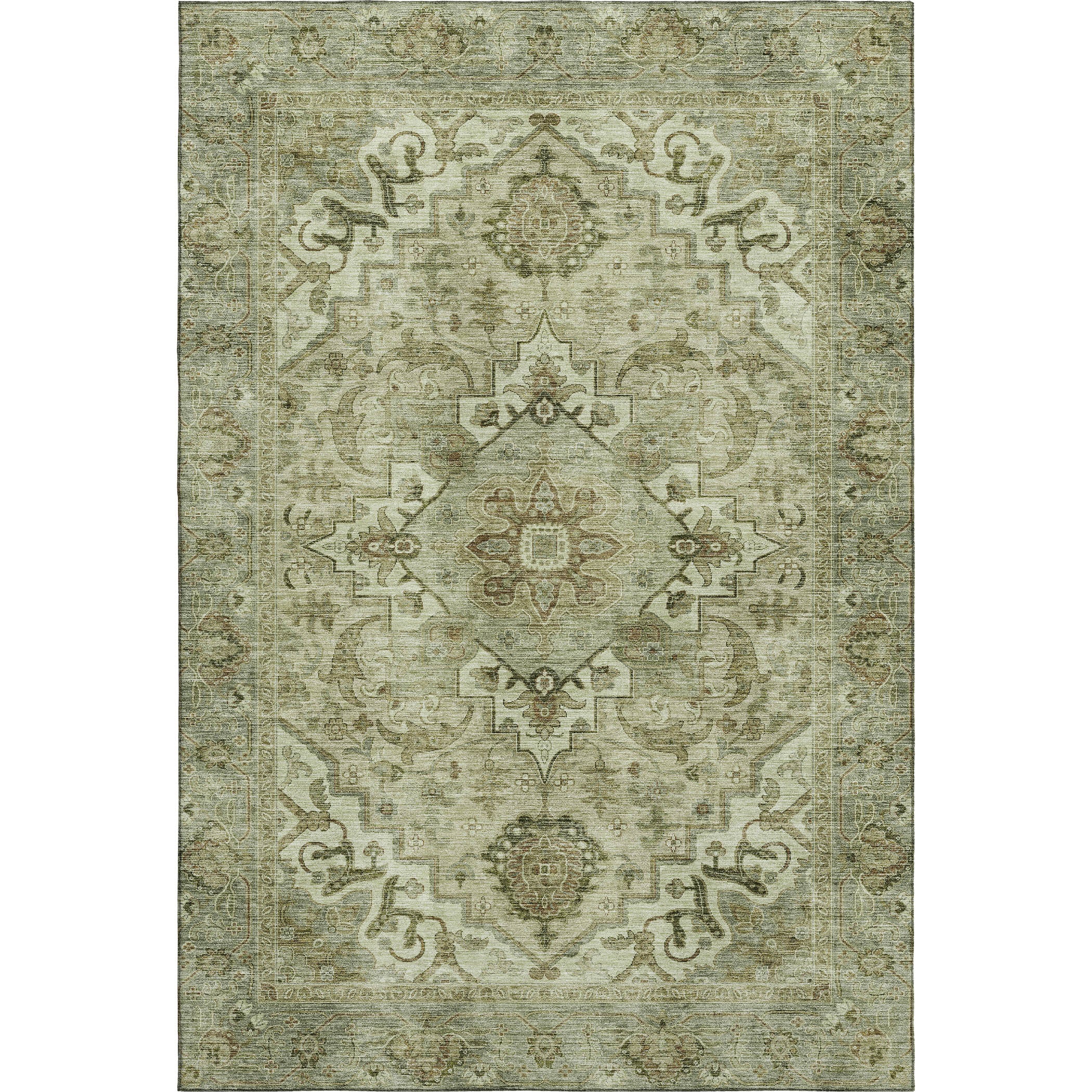 Sintra Machine Washable Traditional Sage Green Rug 2'6" x 3'10" #shape_Rectangle