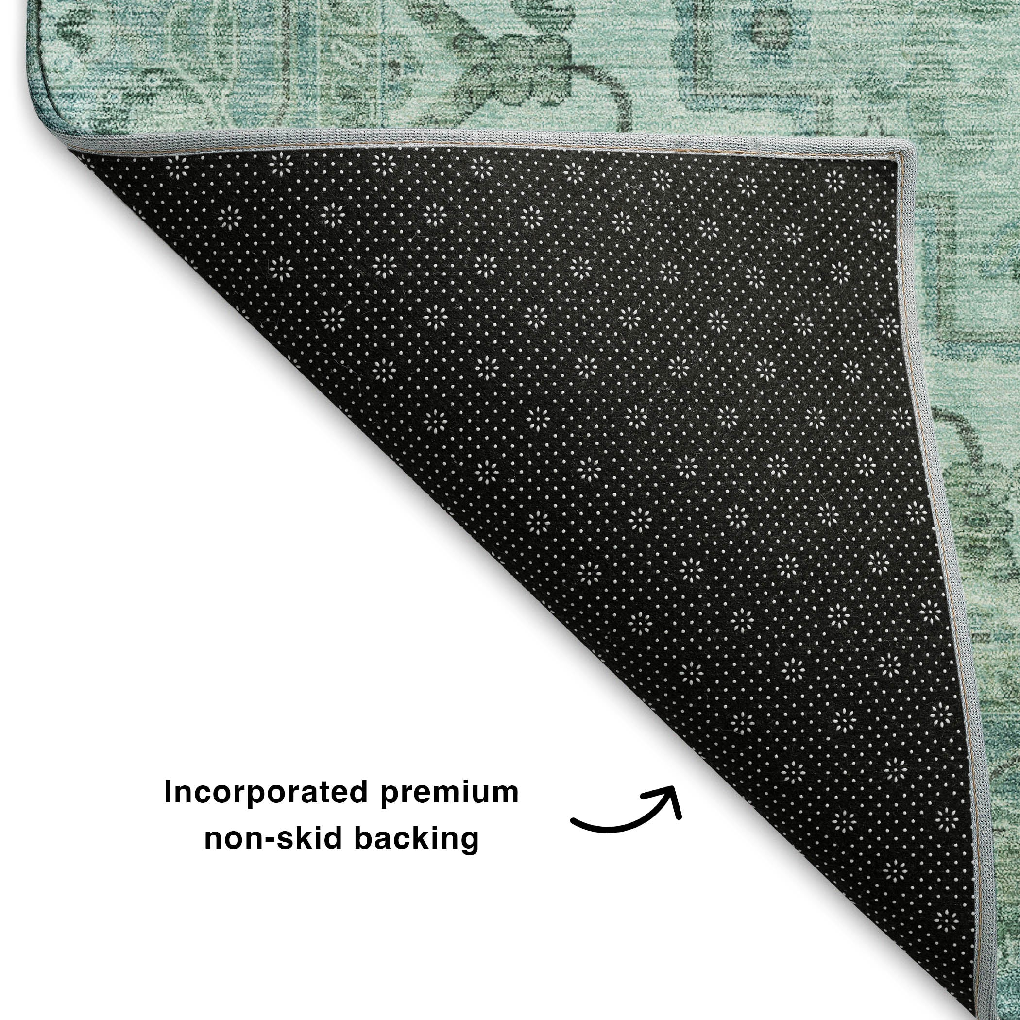 Sintra Machine Washable Traditional Teal Rug 1'8" x 2'6" #shape_Rectangle