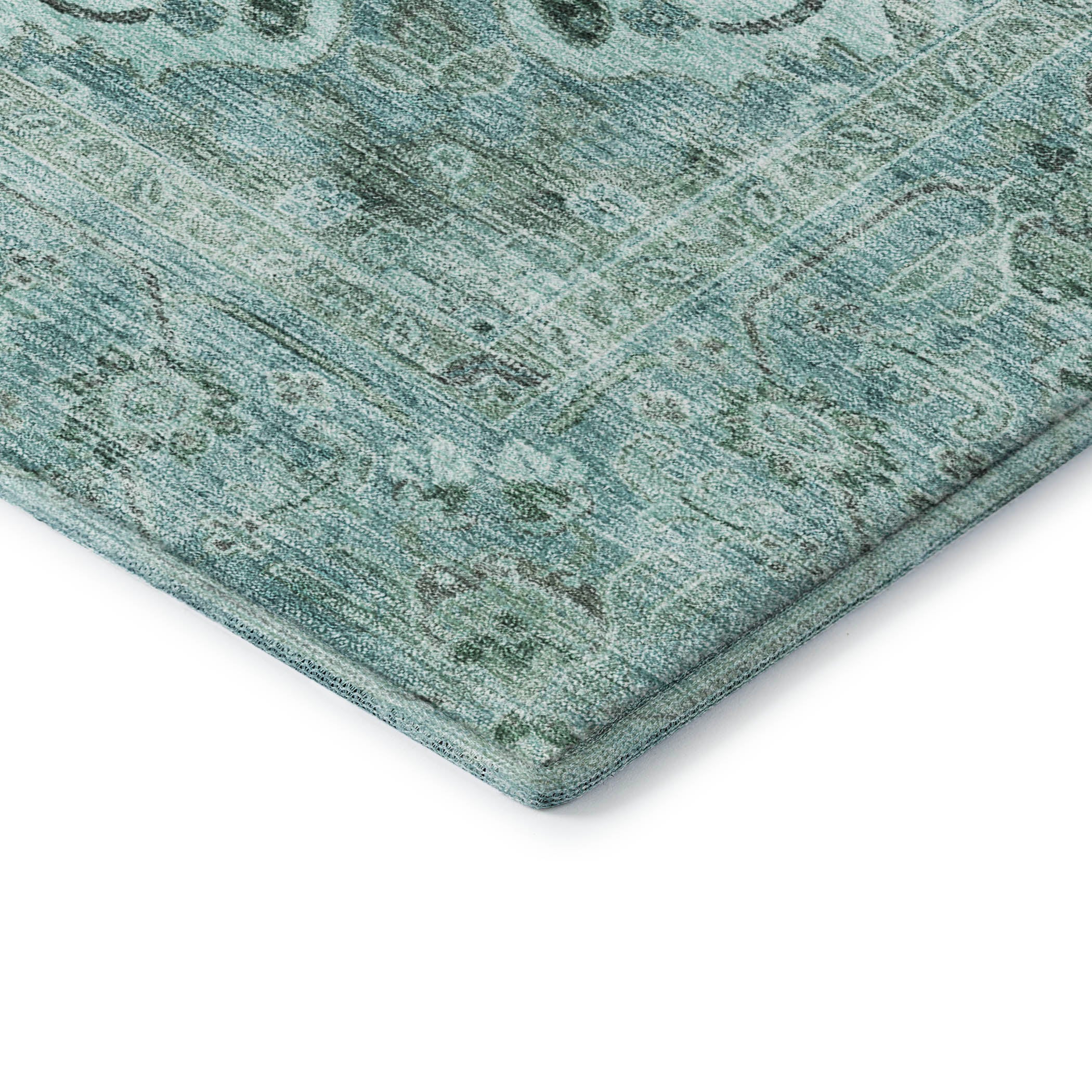 Sintra Machine Washable Traditional Teal Rug 1'8" x 2'6" #shape_Rectangle