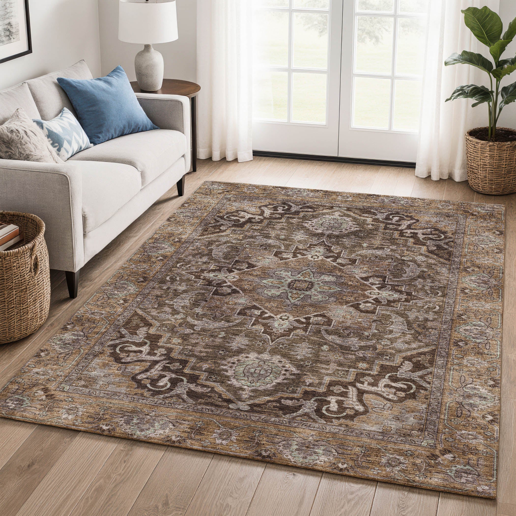 Chiang Mai Machine Washable Traditional Brown Rug 2'6" x 3'10" #shape_Rectangle