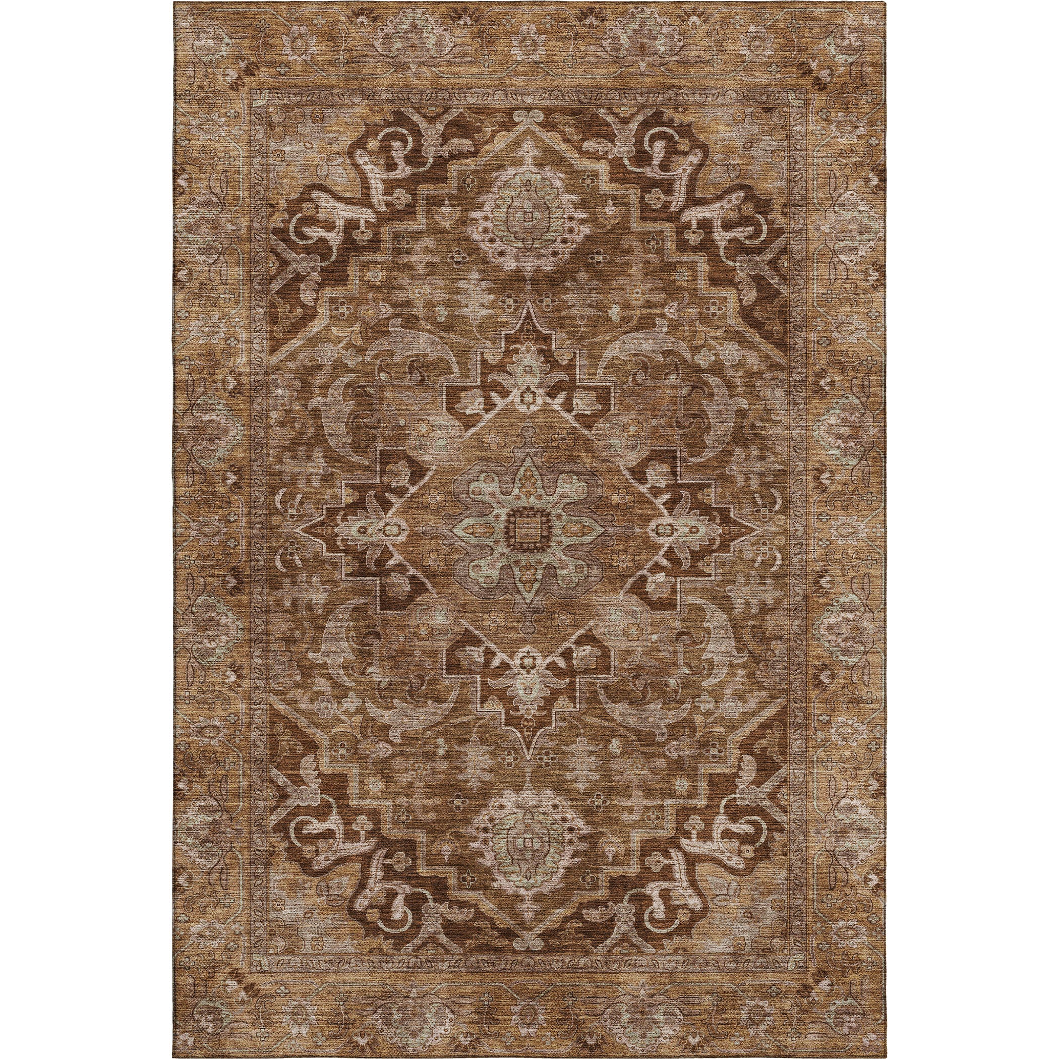 Chiang Mai Machine Washable Traditional Terracotta Orange Rug 2'6" x 3'10" #shape_Rectangle