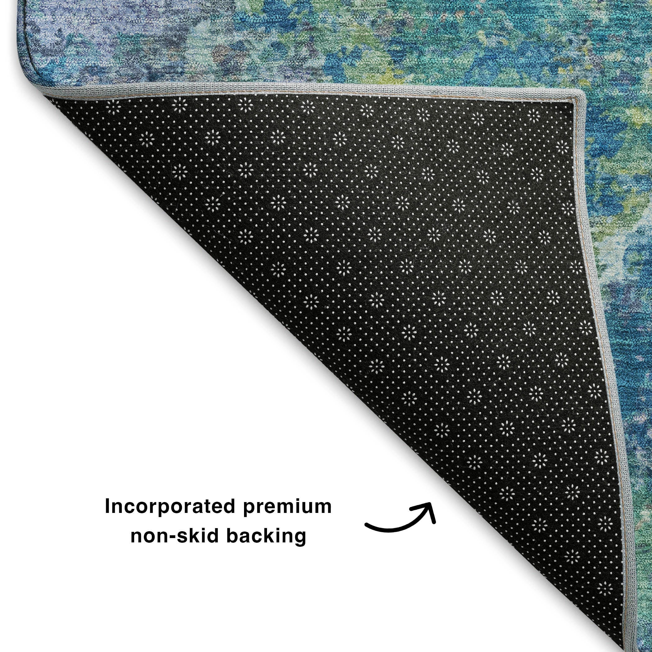 Havana Machine Washable Transitional Blue Rug 1'8" x 2'6" #shape_Rectangle