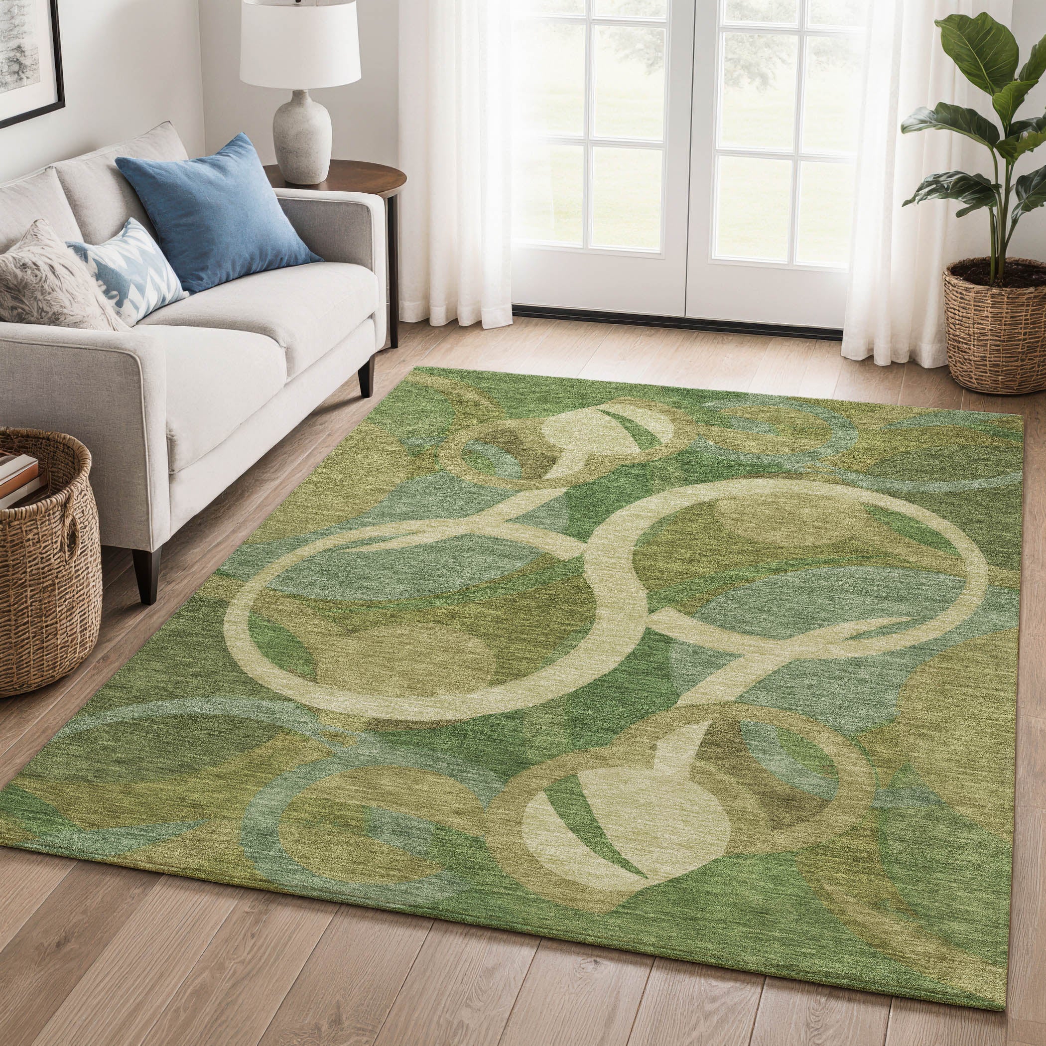 Sintra Machine Washable Transitional Green Rug 2'6" x 3'10" #shape_Rectangle