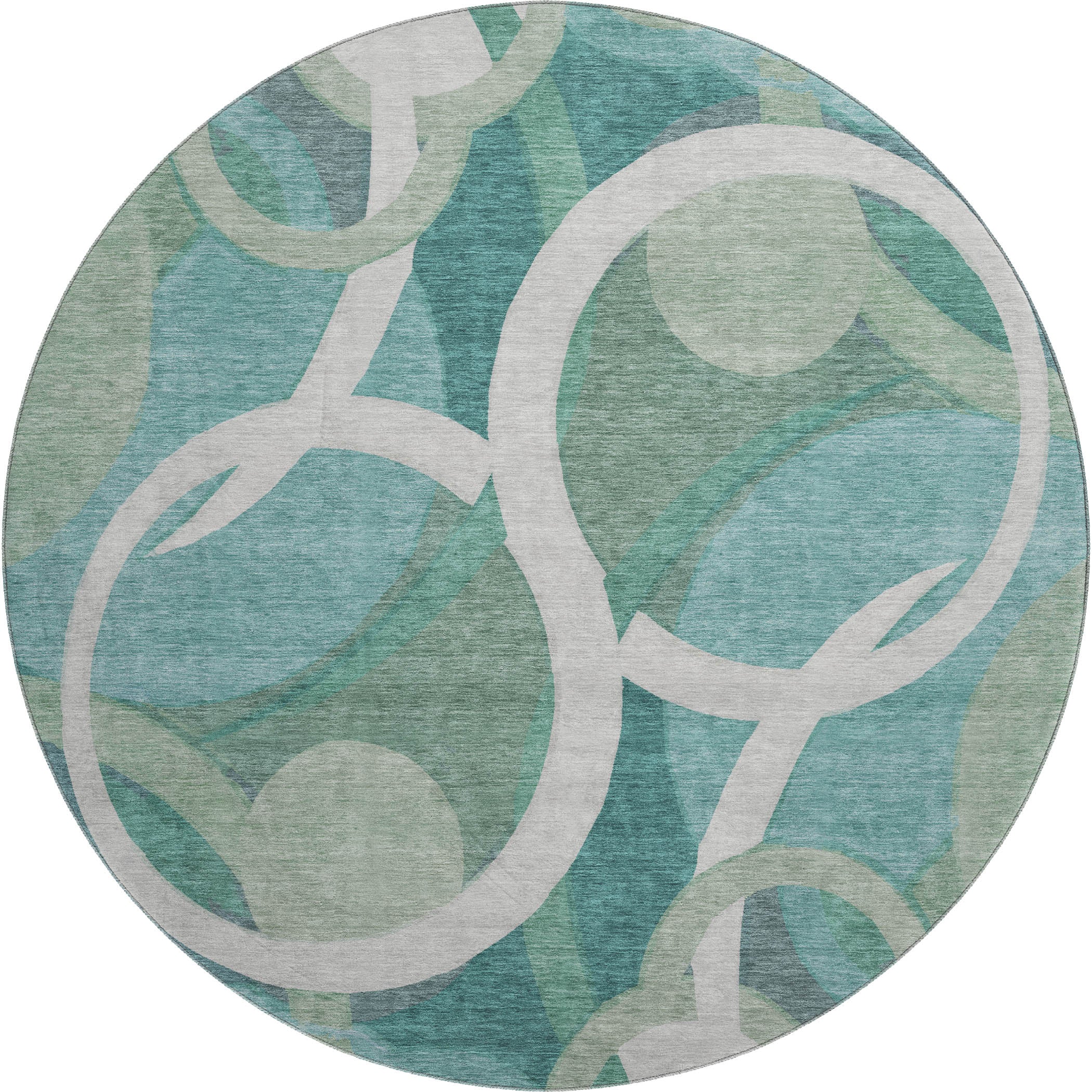 Sintra Machine Washable Transitional Teal Rug 8' x 8' #shape_Round