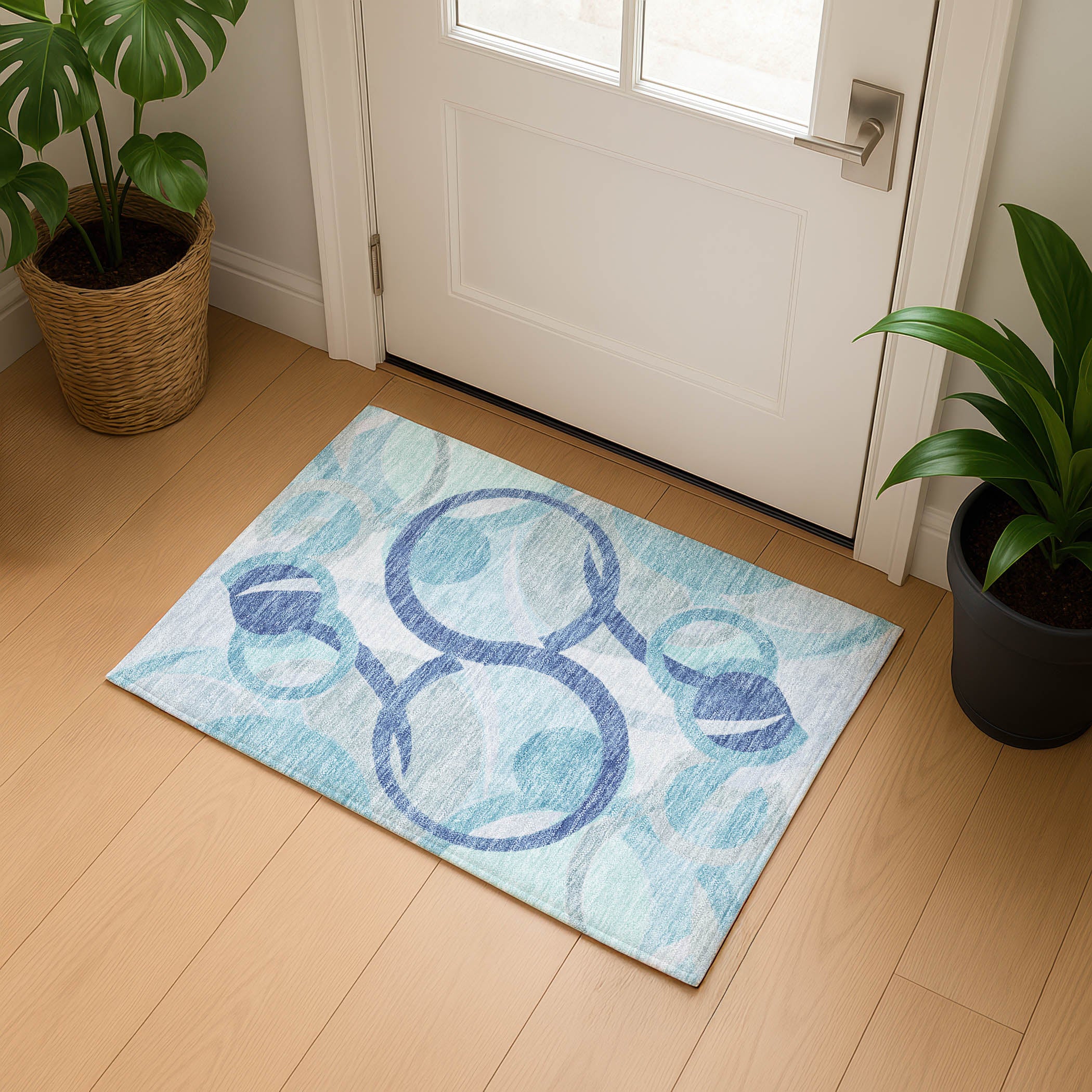 Chiang Mai Machine Washable Transitional Blue Rug 1'8" x 2'6" #shape_Rectangle
