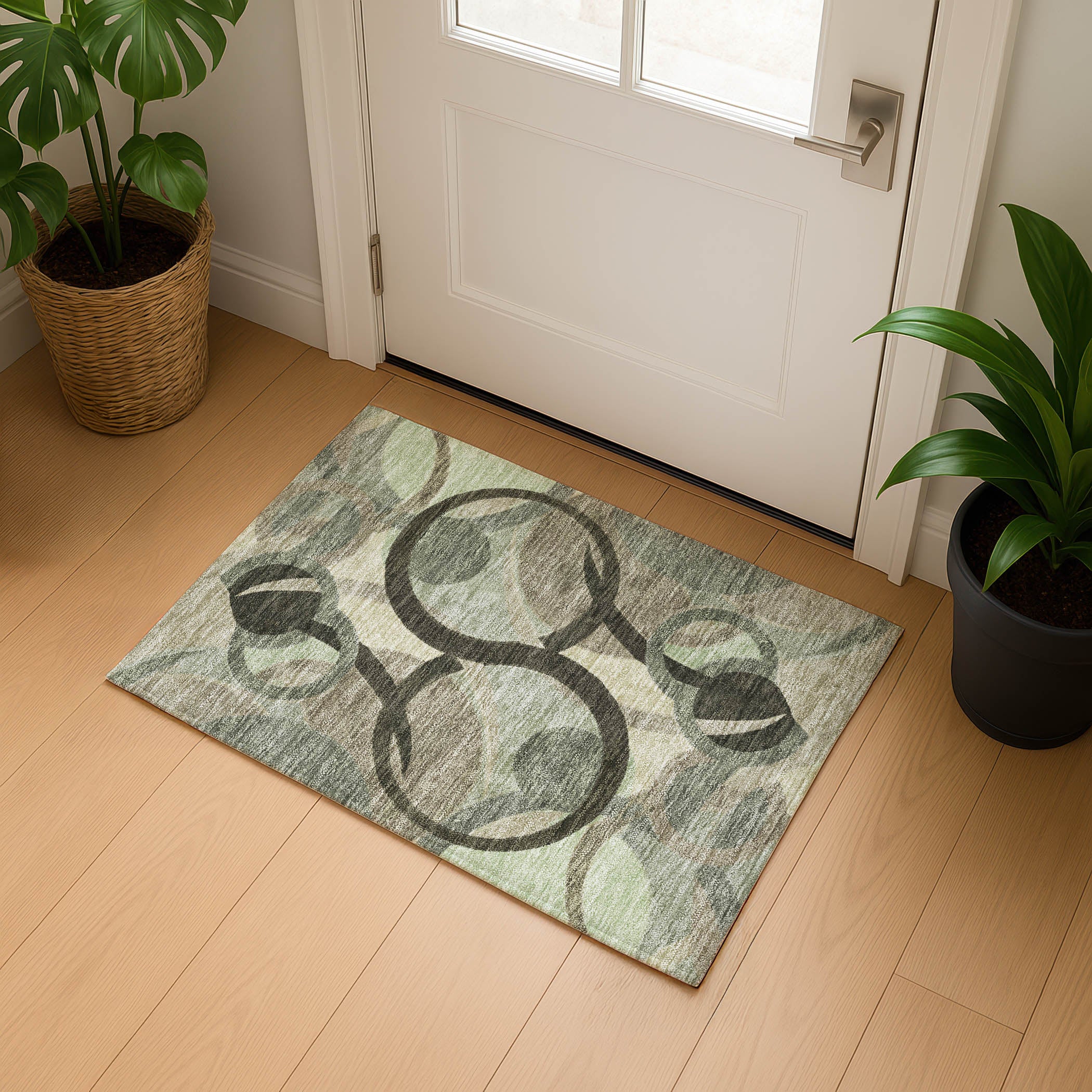Chiang Mai Machine Washable Transitional Brown Rug 1'8" x 2'6" #shape_Rectangle