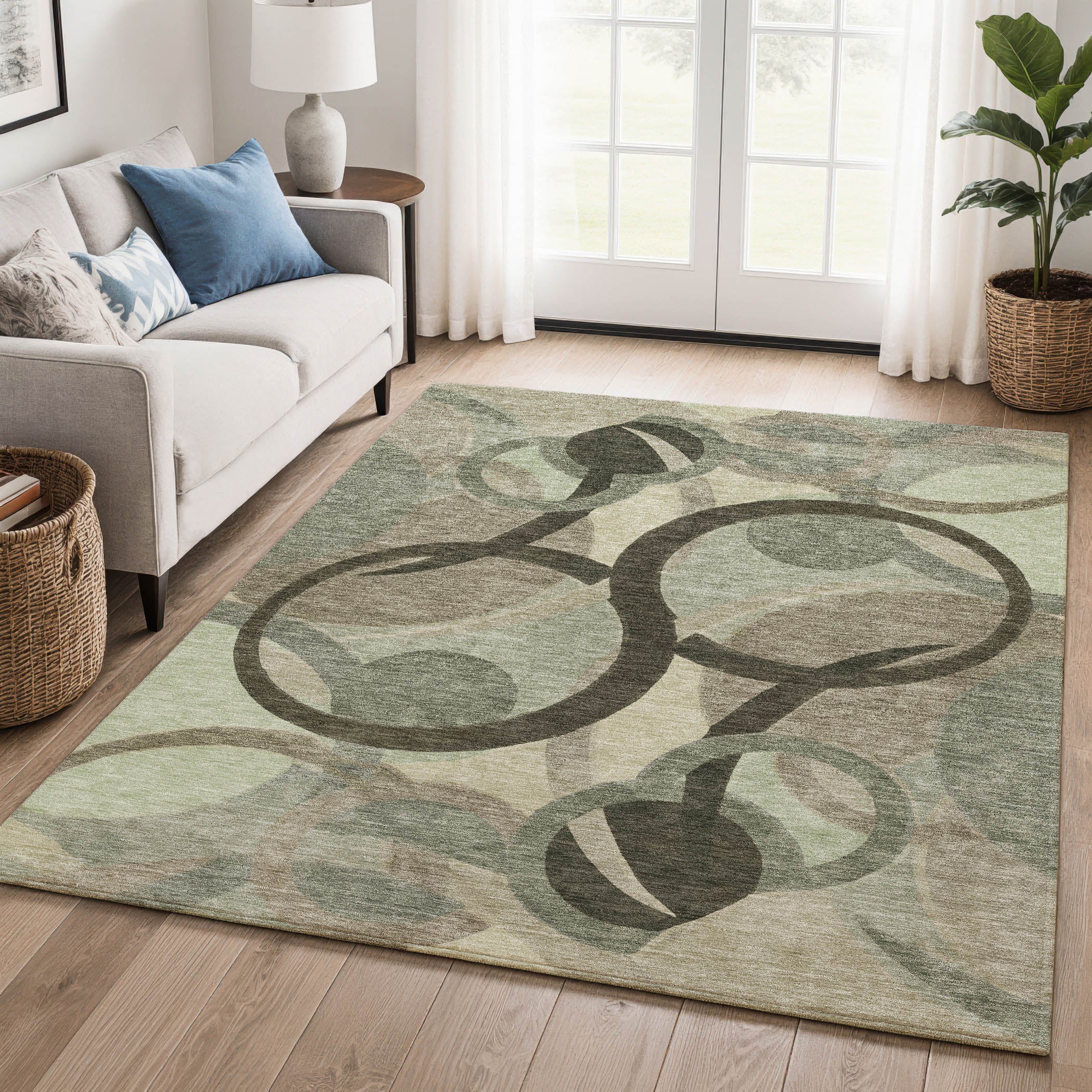 Chiang Mai Machine Washable Transitional Brown Rug 2'6" x 3'10" #shape_Rectangle
