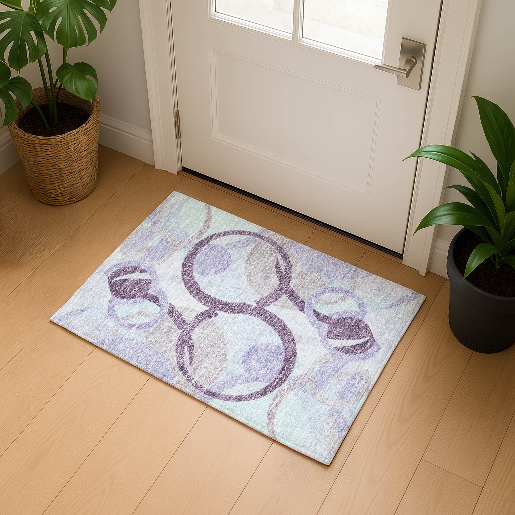 Chiang Mai Machine Washable Transitional Plum Purple Rug 1'8" x 2'6" #shape_Rectangle