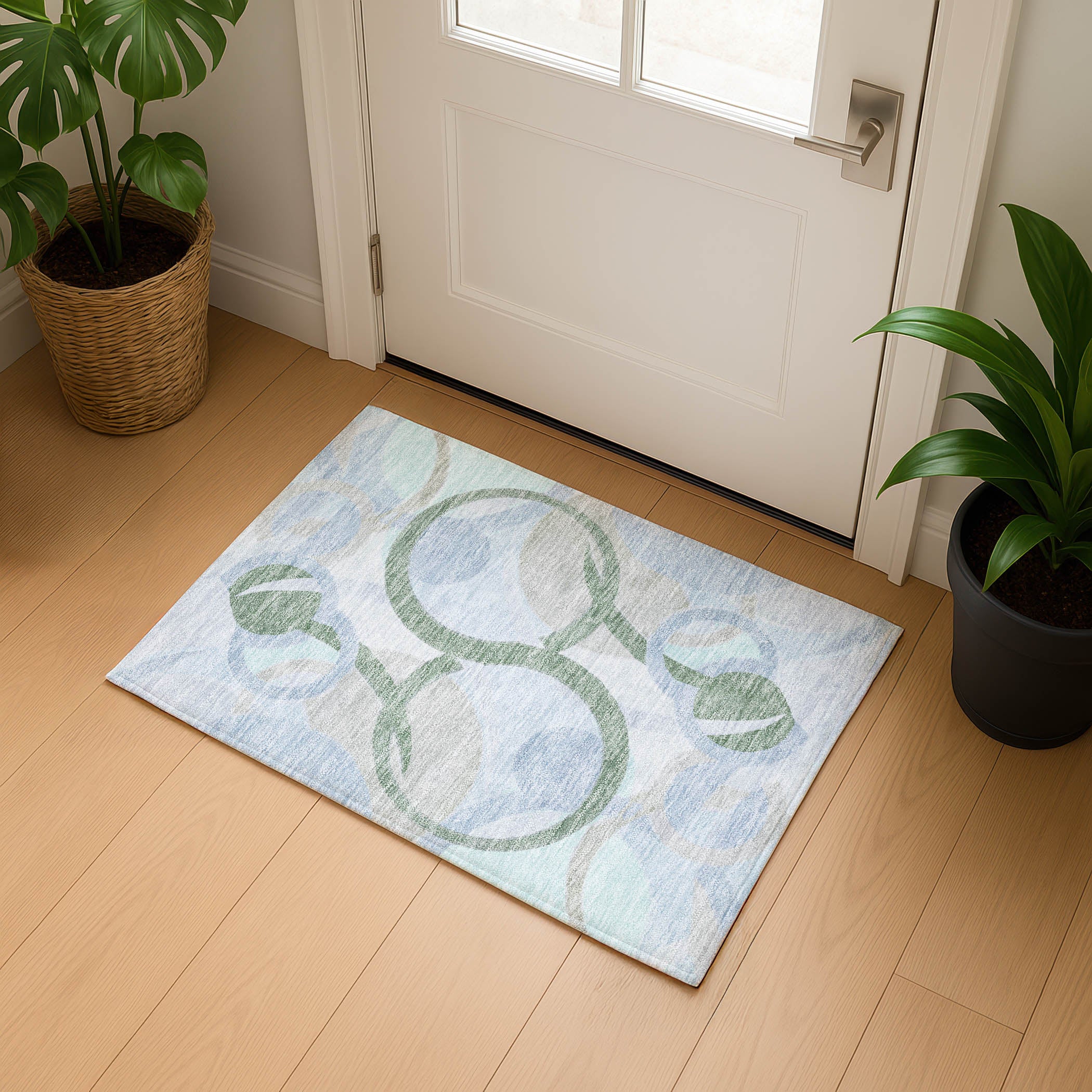 Chiang Mai Machine Washable Transitional Sage Green Rug 1'8" x 2'6" #shape_Rectangle