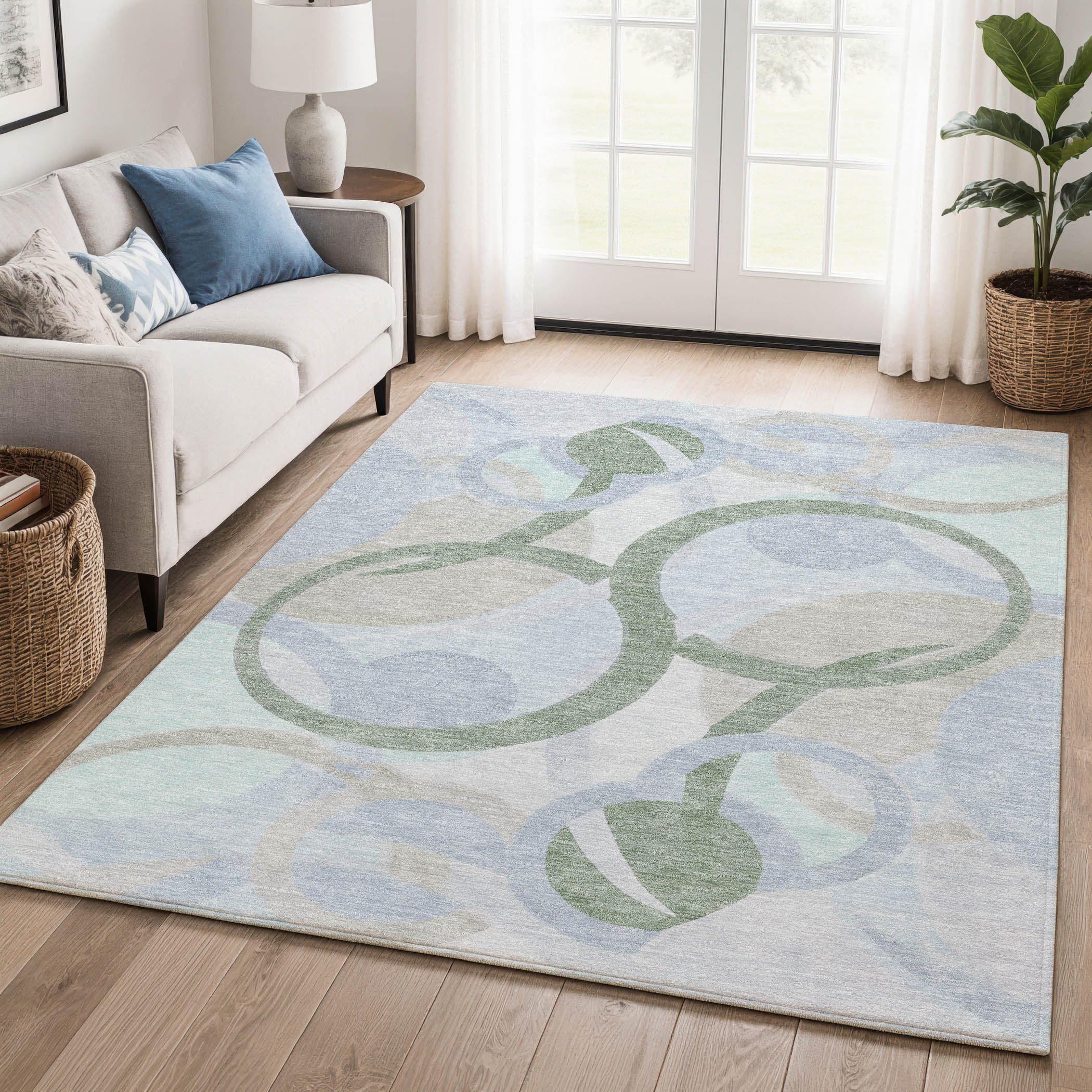 Chiang Mai Machine Washable Transitional Sage Green Rug 2'6" x 3'10" #shape_Rectangle