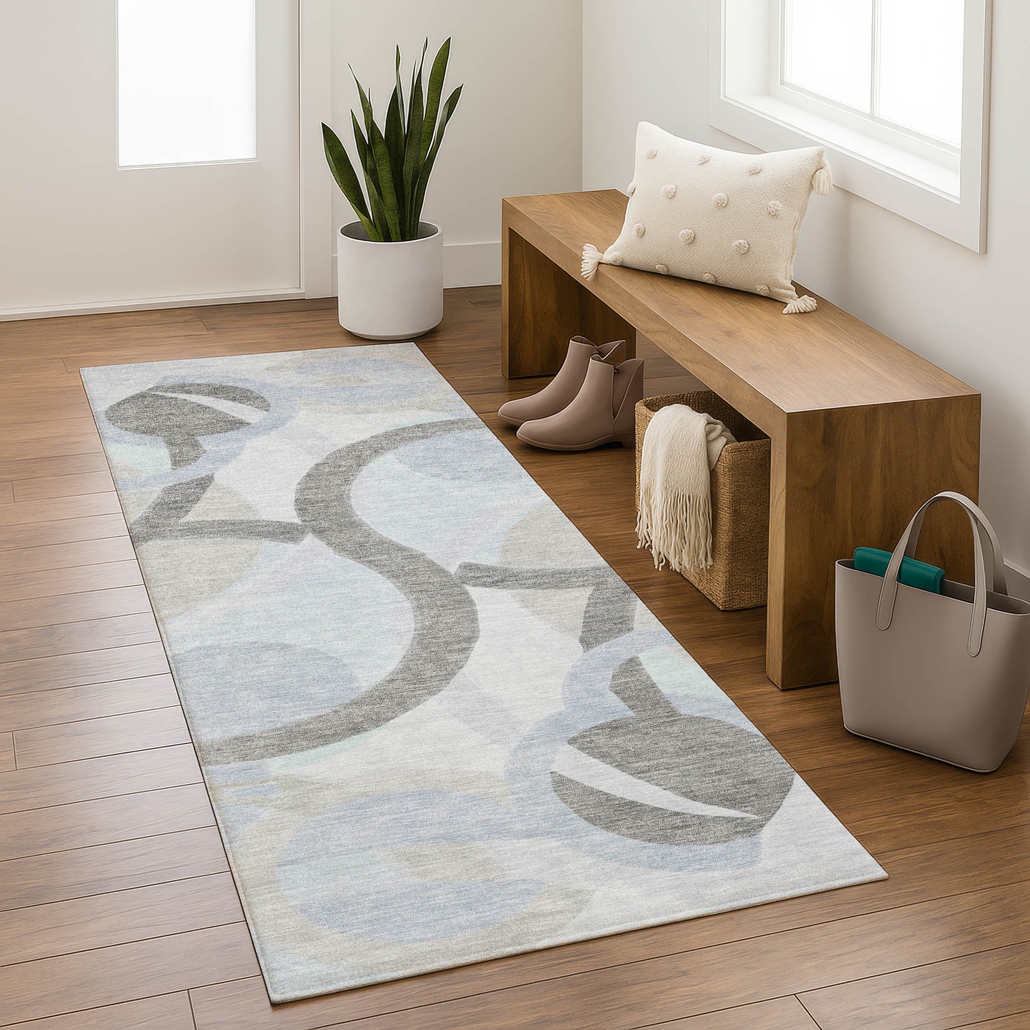 Chiang Mai Machine Washable Transitional Taupe Brown Rug 2'3" x 7'6" #shape_Runner