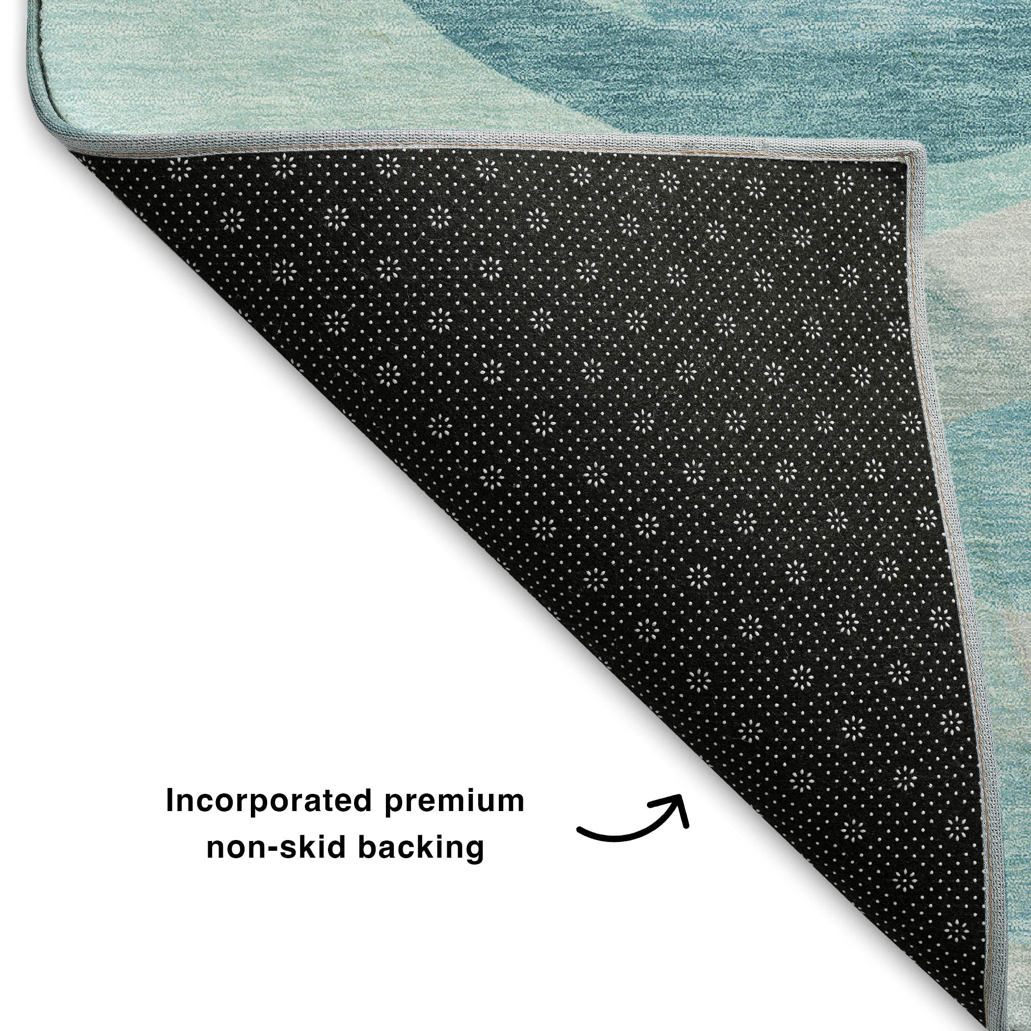 Chiang Mai Machine Washable Transitional Teal Rug 1'8" x 2'6" #shape_Rectangle