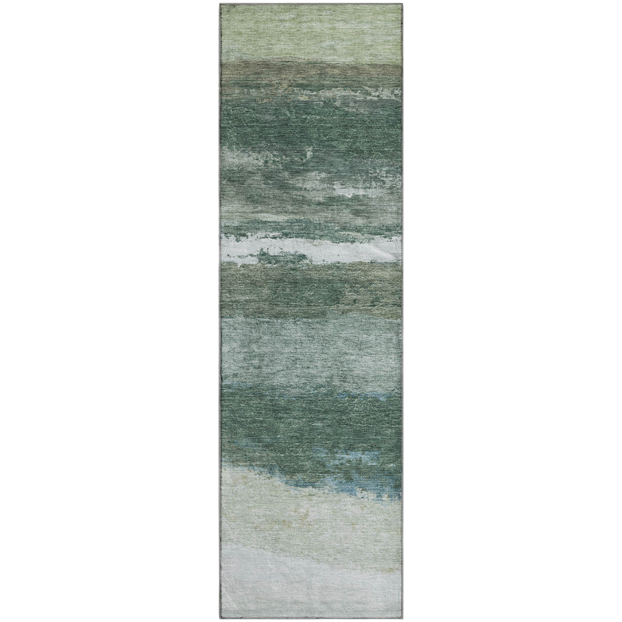Lucerne Machine Washable Transitional Aloe Green Rug 2'3" x 7'6" #shape_Runner