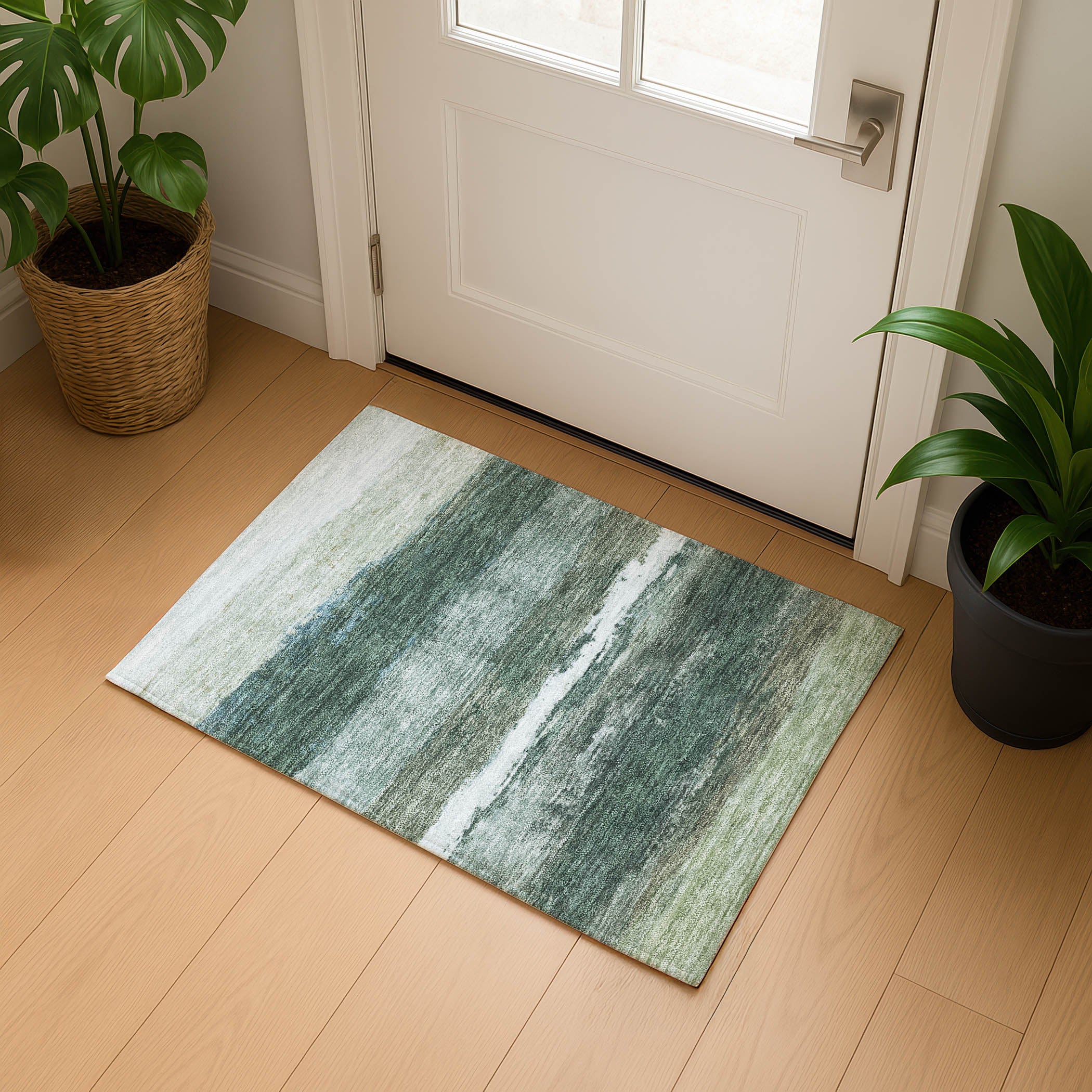 Lucerne Machine Washable Transitional Aloe Green Rug 1'8" x 2'6" #shape_Rectangle