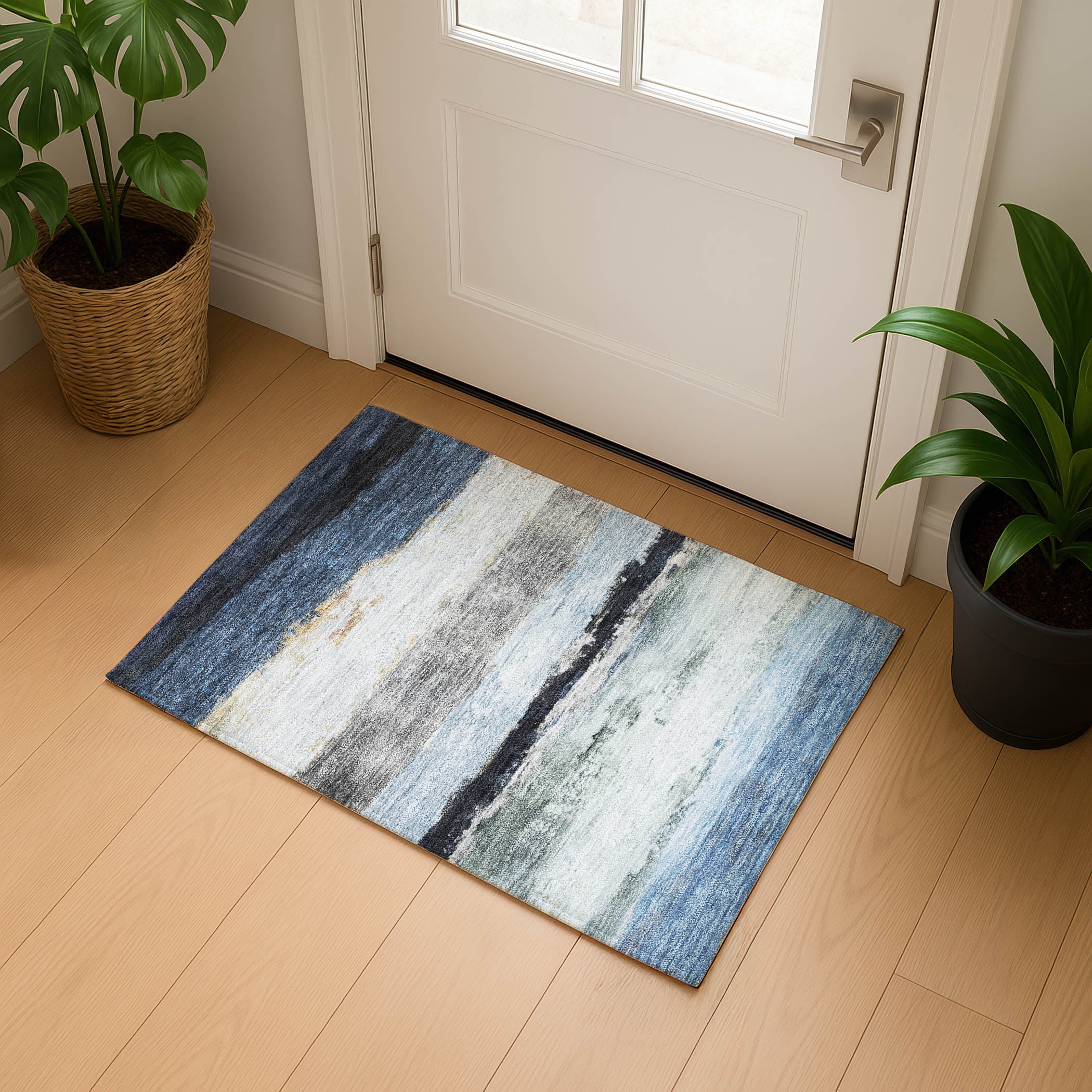 Lucerne Machine Washable Transitional Blue Rug 1'8" x 2'6" #shape_Rectangle