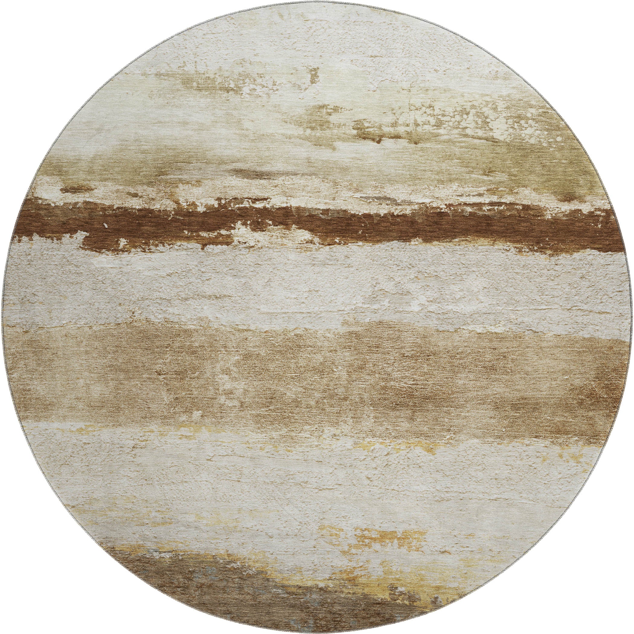 Lucerne Machine Washable Transitional Brown Rug 8' x 8' #shape_Round