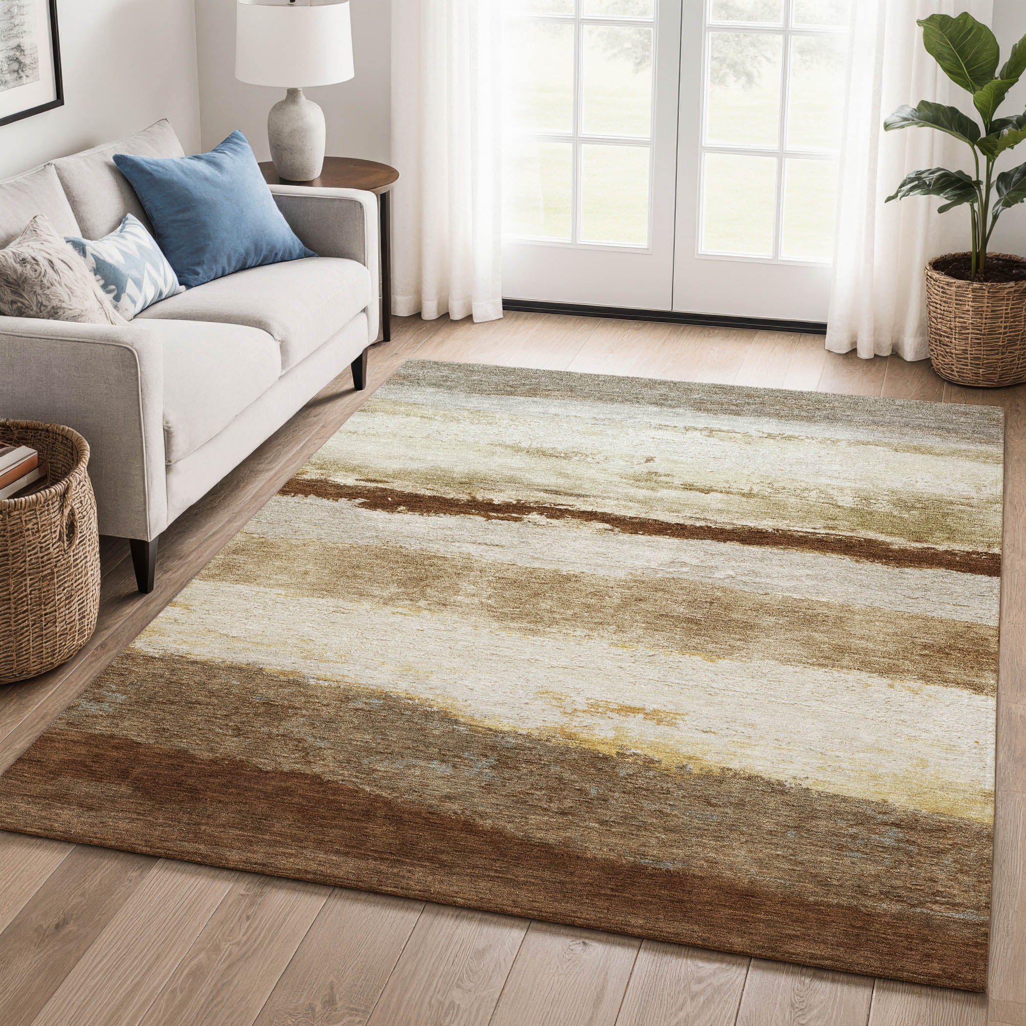 Lucerne Machine Washable Transitional Brown Rug 2'6" x 3'10" #shape_Rectangle