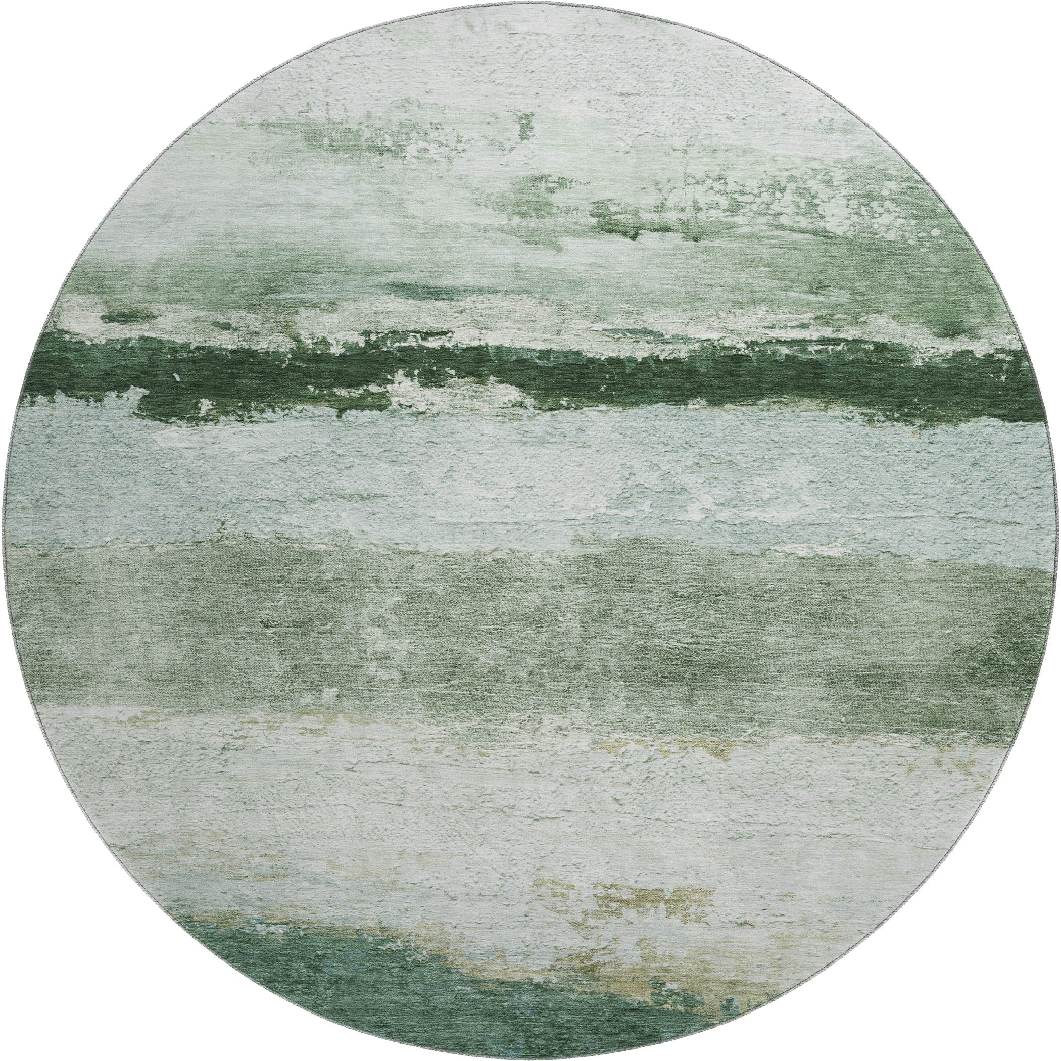 Lucerne Machine Washable Transitional Fern Green Rug 8' x 8' #shape_Round