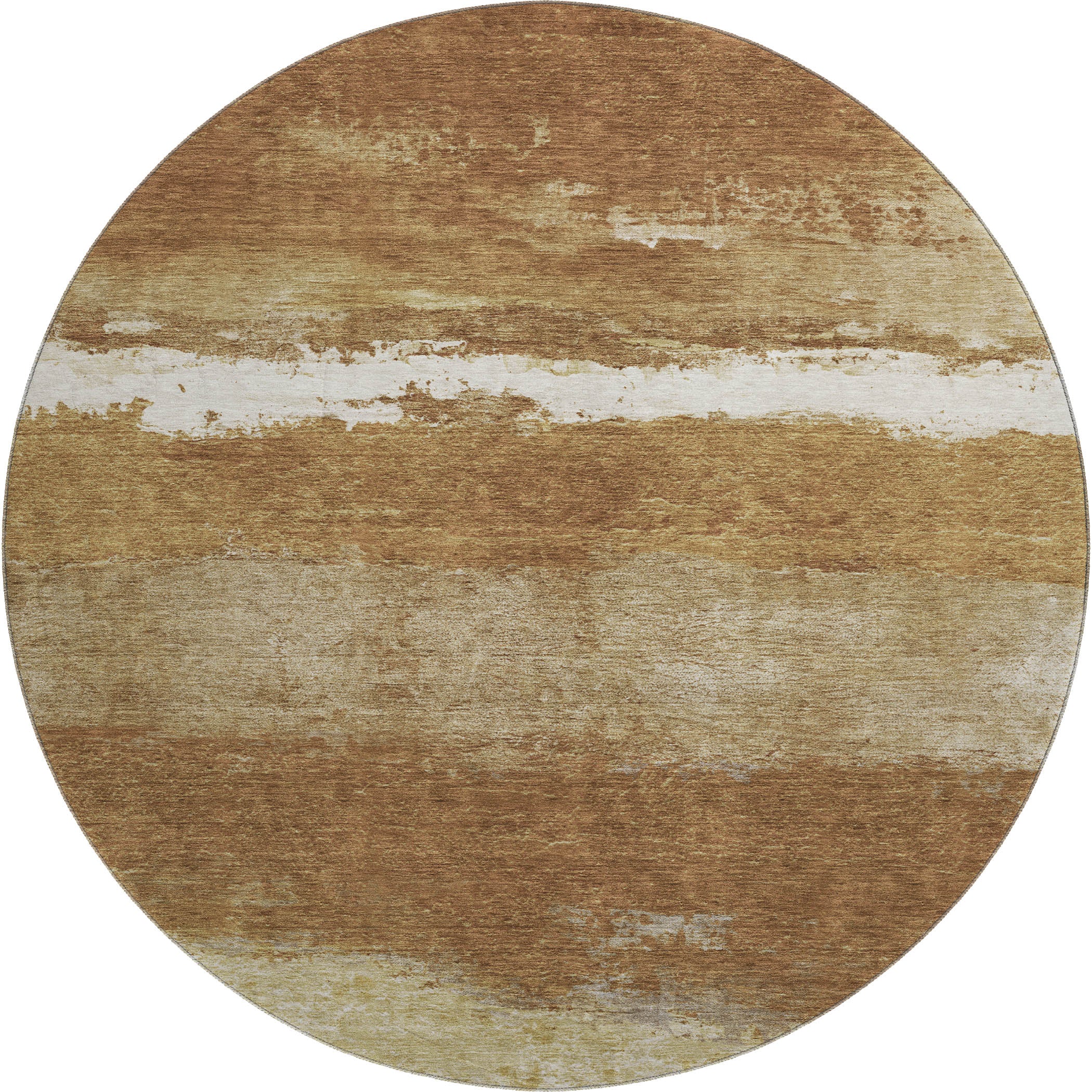 Lucerne Machine Washable Transitional Paprika Orange Rug 8' x 8' #shape_Round