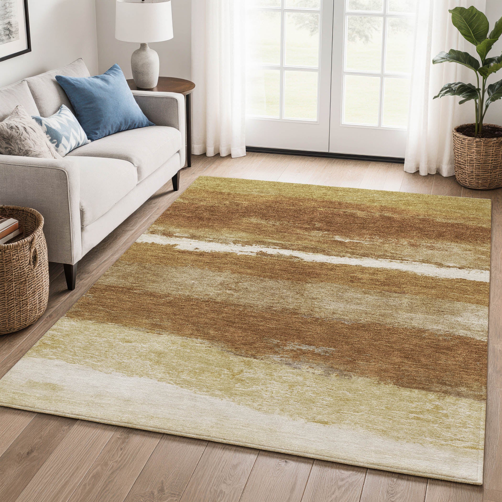 Lucerne Machine Washable Transitional Paprika Orange Rug 2'6" x 3'10" #shape_Rectangle