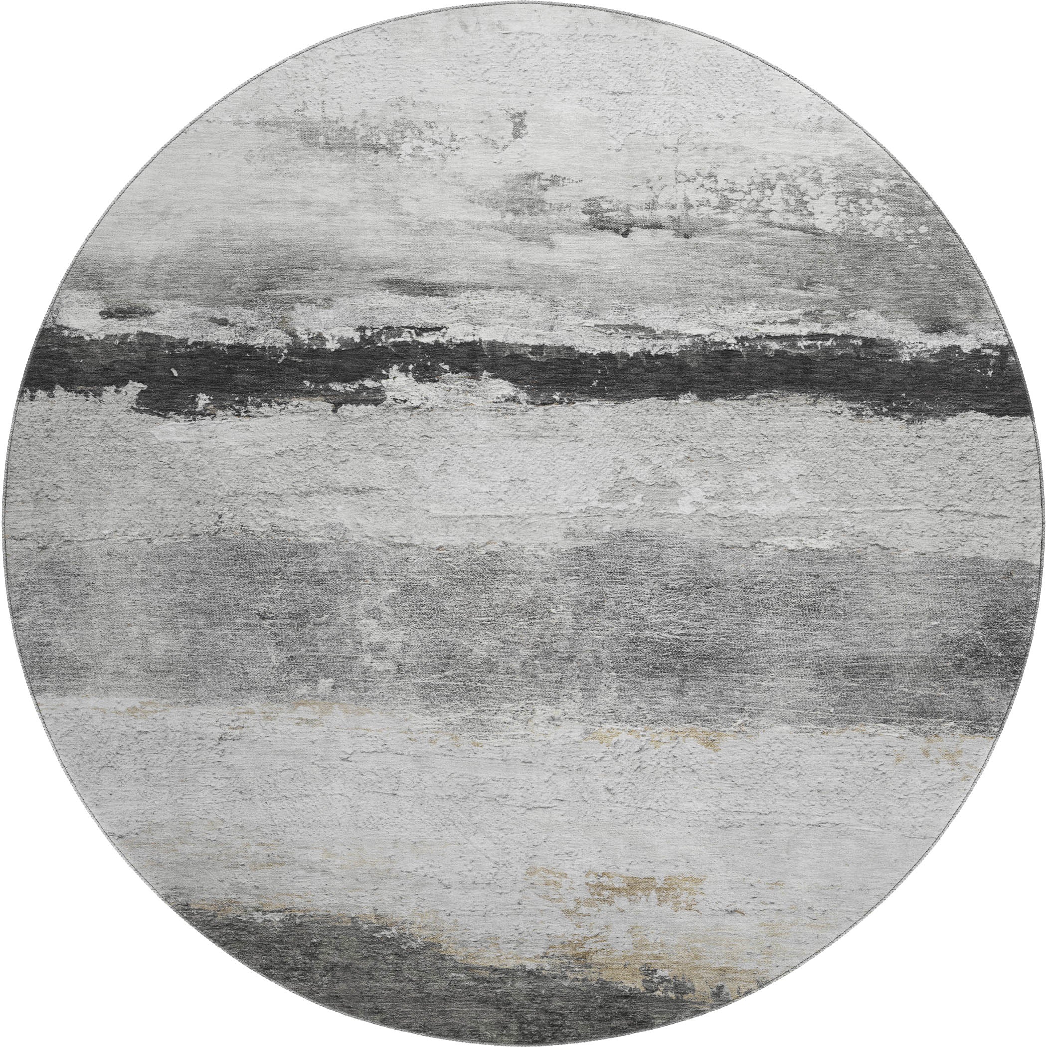 Lucerne Machine Washable Transitional Pewter Gray Rug 8' x 8' #shape_Round