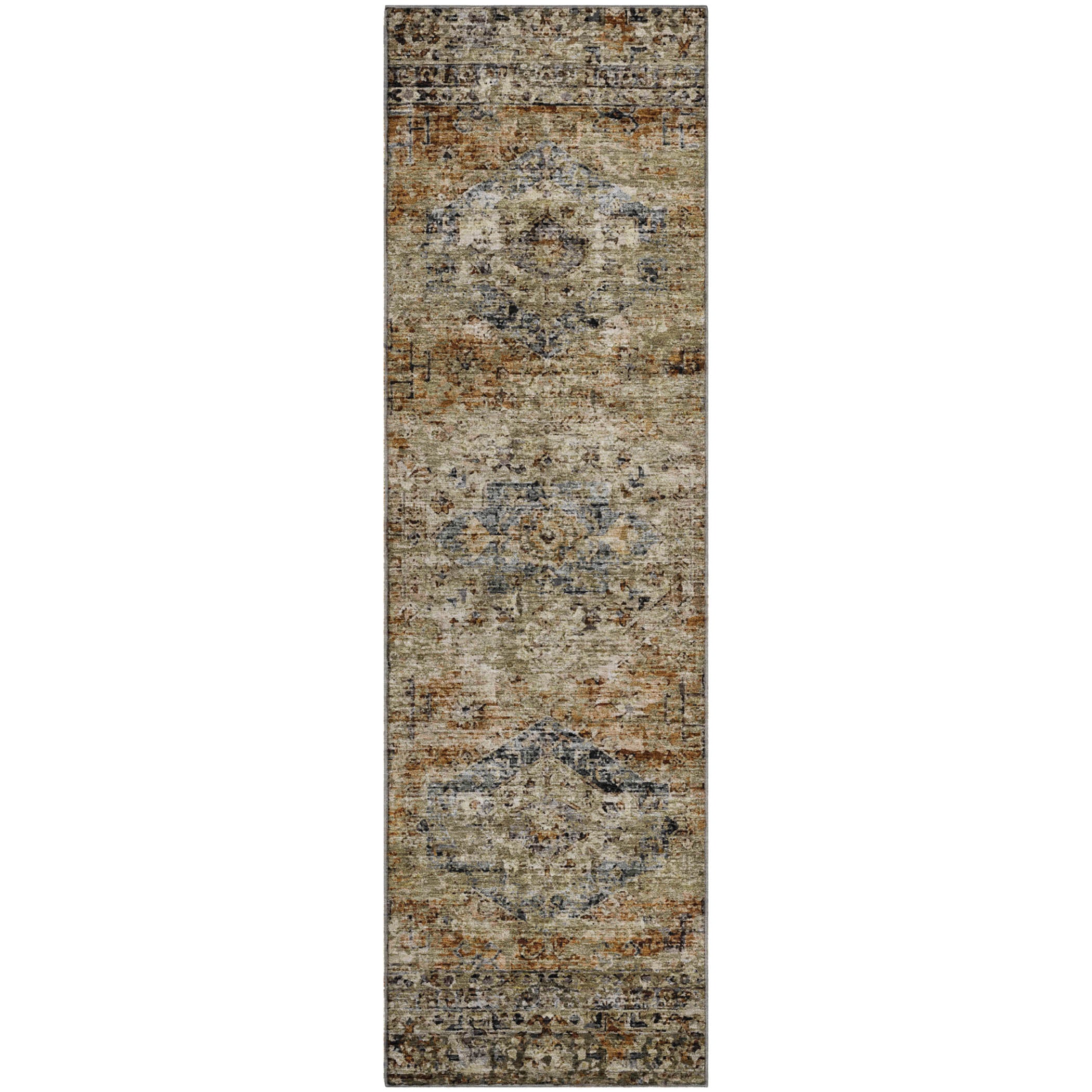 Bangkok Machine Washable Traditional Copper Orange Rug 2'3" x 7'6" #shape_Runner