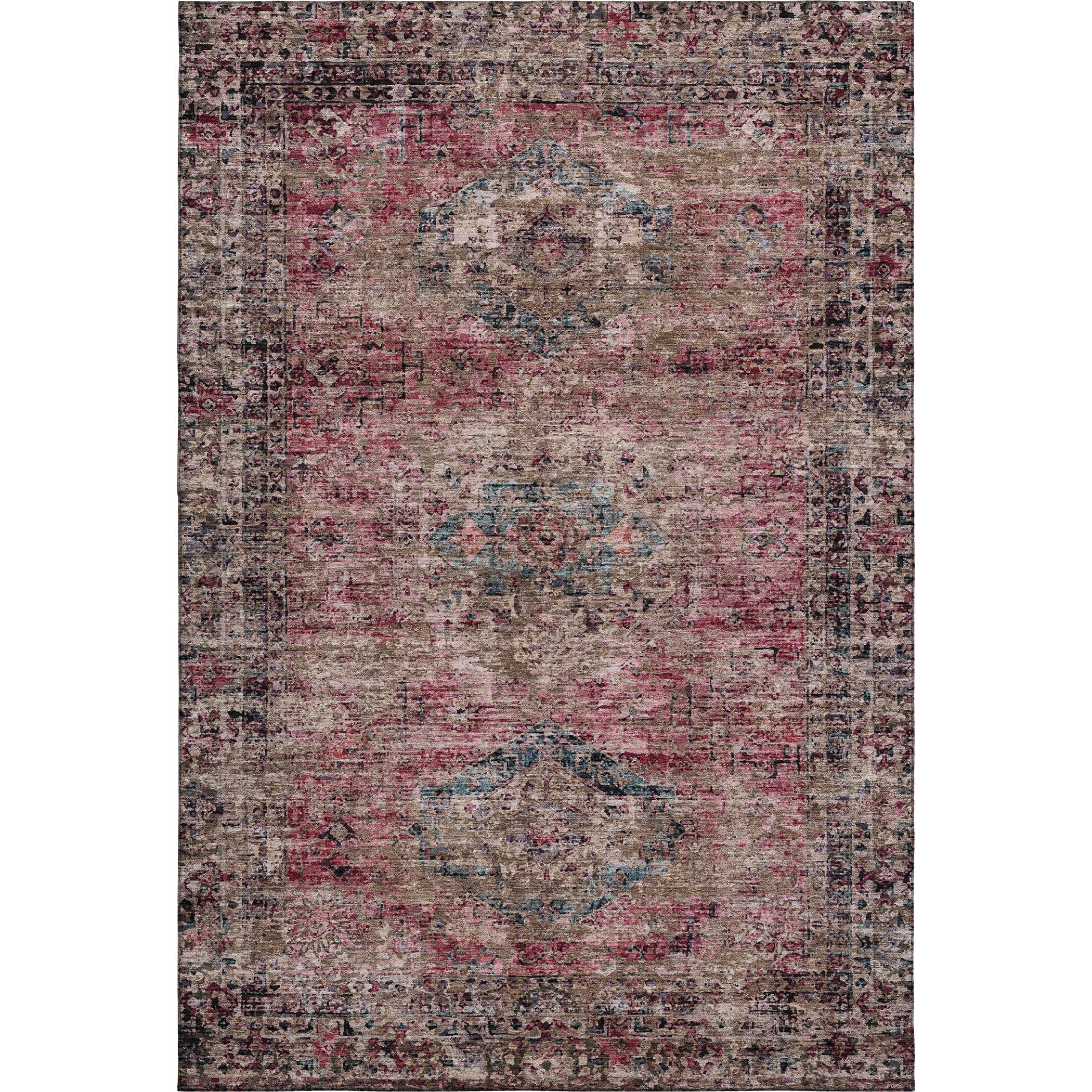 Bangkok Machine Washable Traditional Pink Rug 2'6" x 3'10" #shape_Rectangle