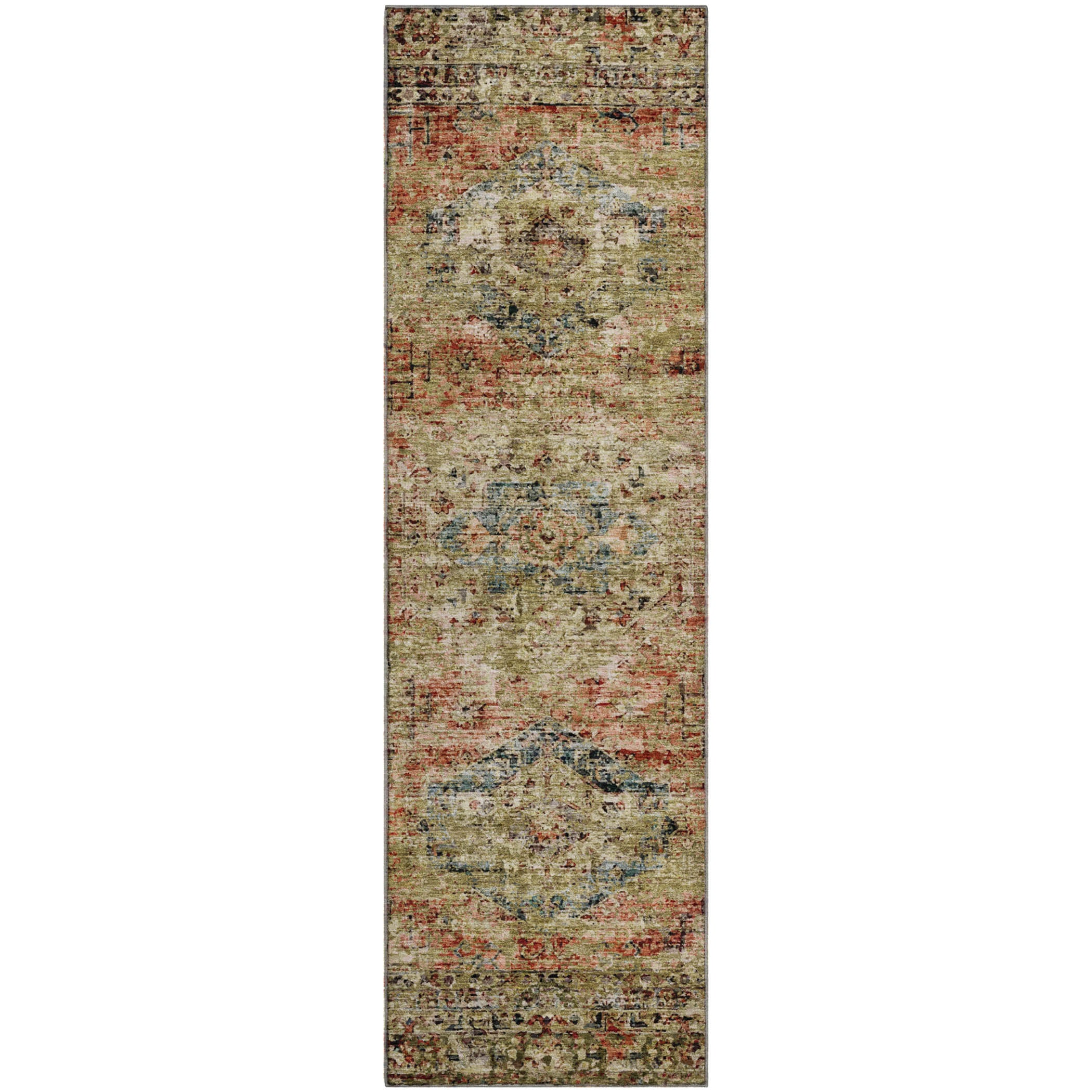 Bangkok Machine Washable Traditional Terracotta Orange Rug 2'3" x 7'6" #shape_Runner