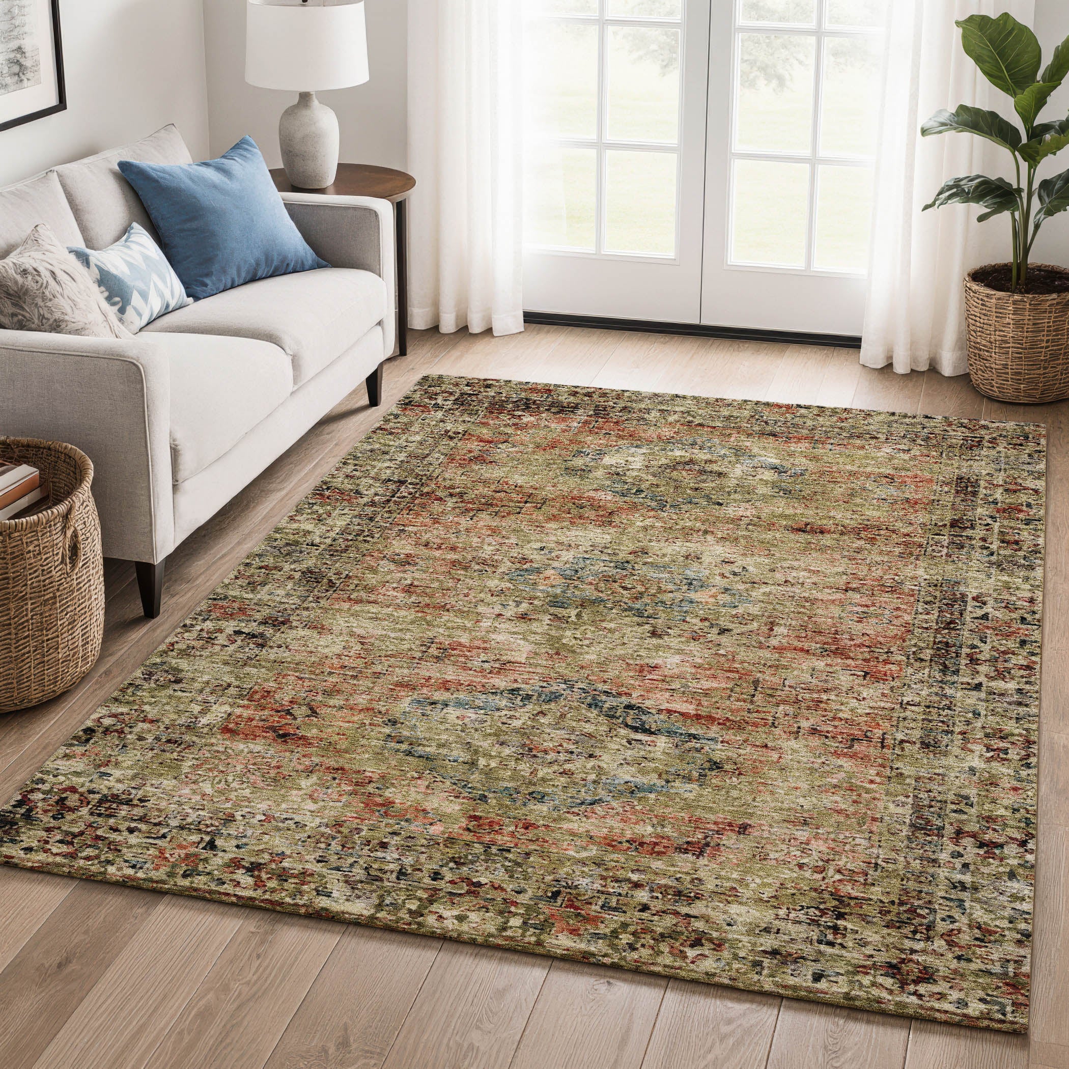 Bangkok Machine Washable Traditional Terracotta Orange Rug 2'6" x 3'10" #shape_Rectangle